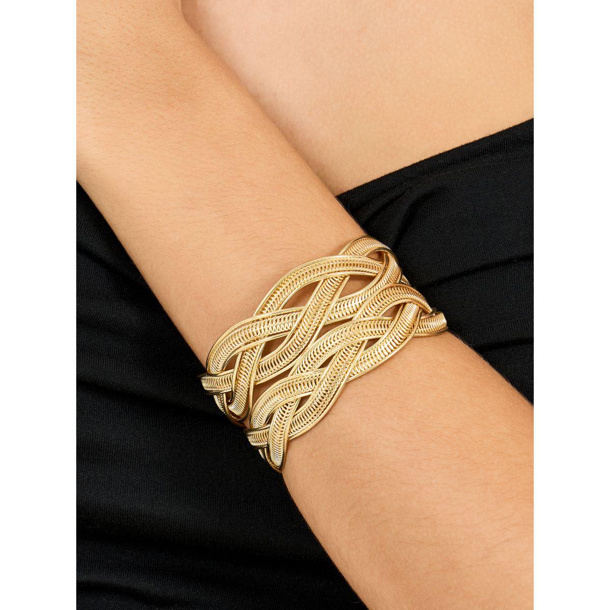 Styli Textured Cuff Bracelets with Cut Out Details-women-watchesandjewellery-jewellery-banglesandbracelets-image-1