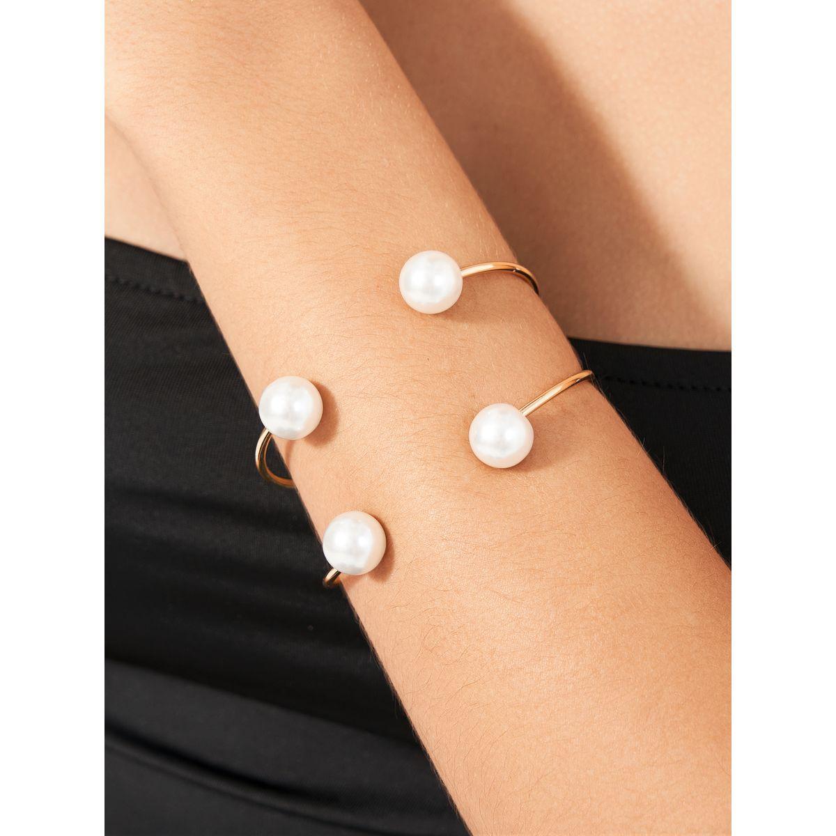Styli Set of 2 - Faux Pearl Edge Cuff Bracelets-women-watchesandjewellery-jewellery-banglesandbracelets-image-1