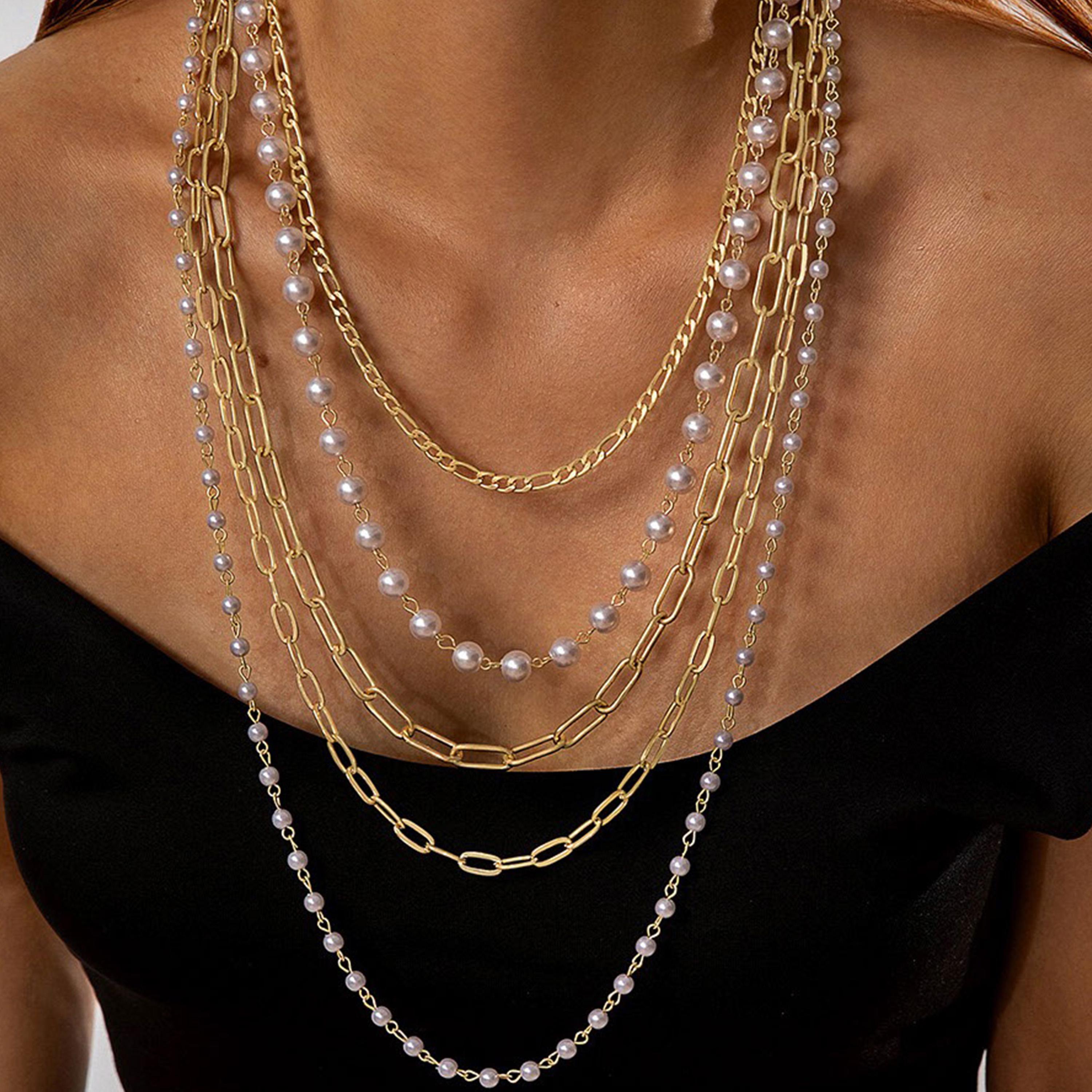 Styli Set of 5 - Faux Pearl & Link Chain Necklace-women-watchesandjewellery-jewellery-necklacesandpendants-image-1