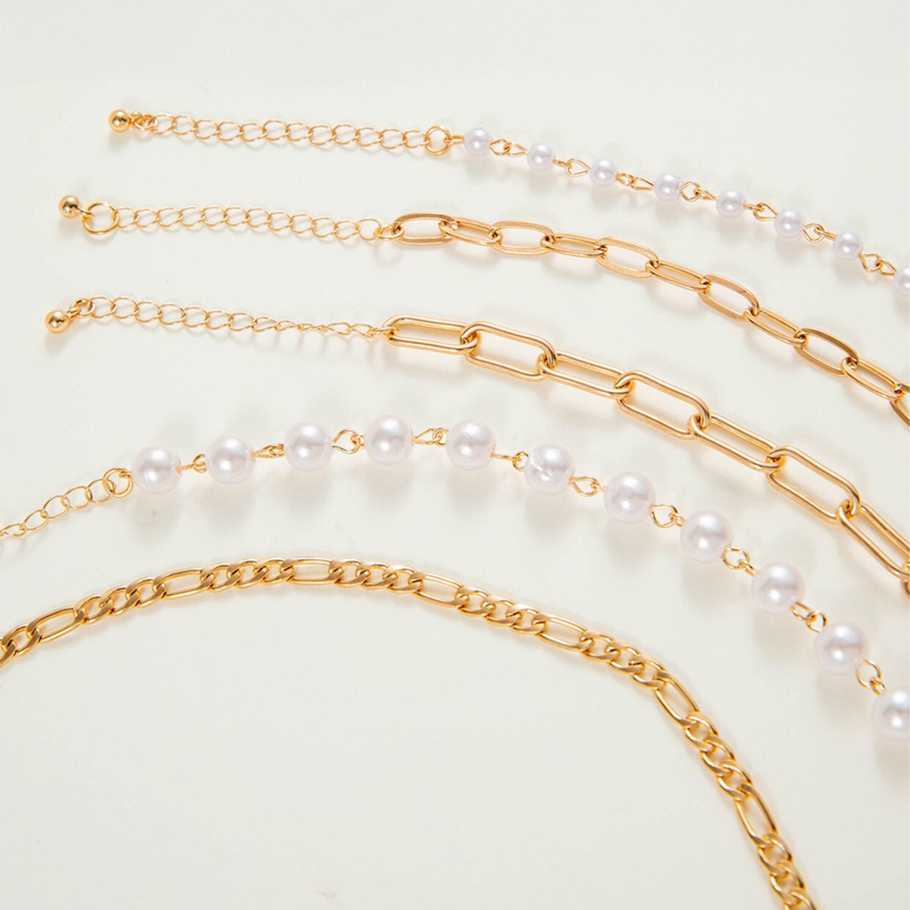 ستايلي - مجموعة من 5 قطع - سلسال لؤلؤ صناعي وسلسلة حلقات-women-watchesandjewellery-jewellery-necklacesandpendants-image-4