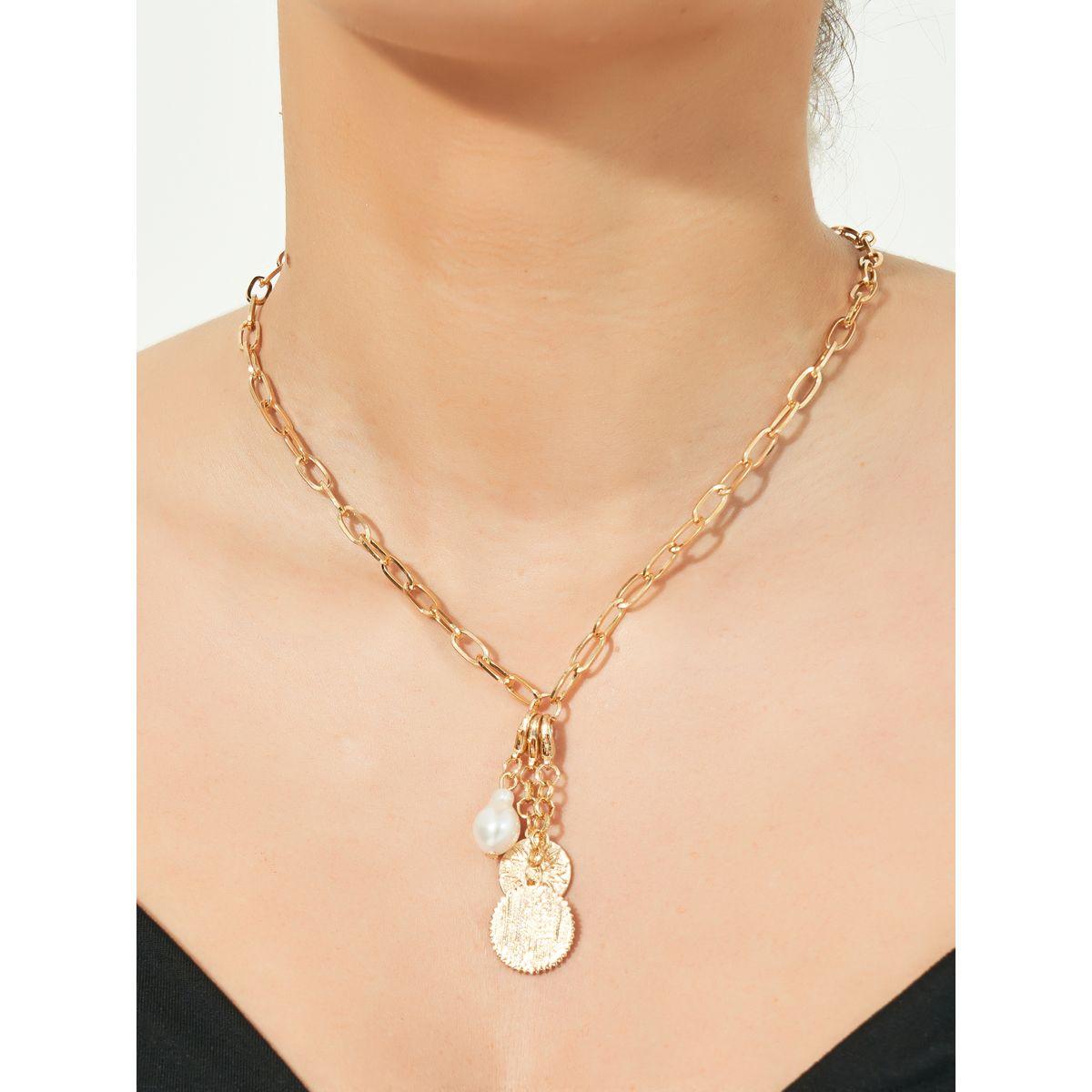 عقد متدلي بعملات معدنية ولؤلؤ صناعي-women-watchesandjewellery-jewellery-necklacesandpendants-image-1