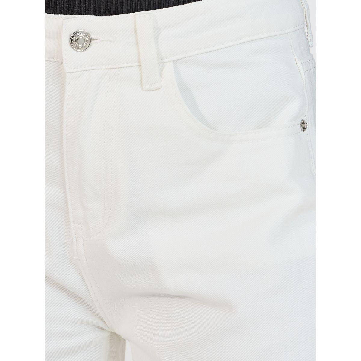 Styli Solid Wide Leg Jeans with Raw Edge-women-clothing-bottoms-jeans-image-3