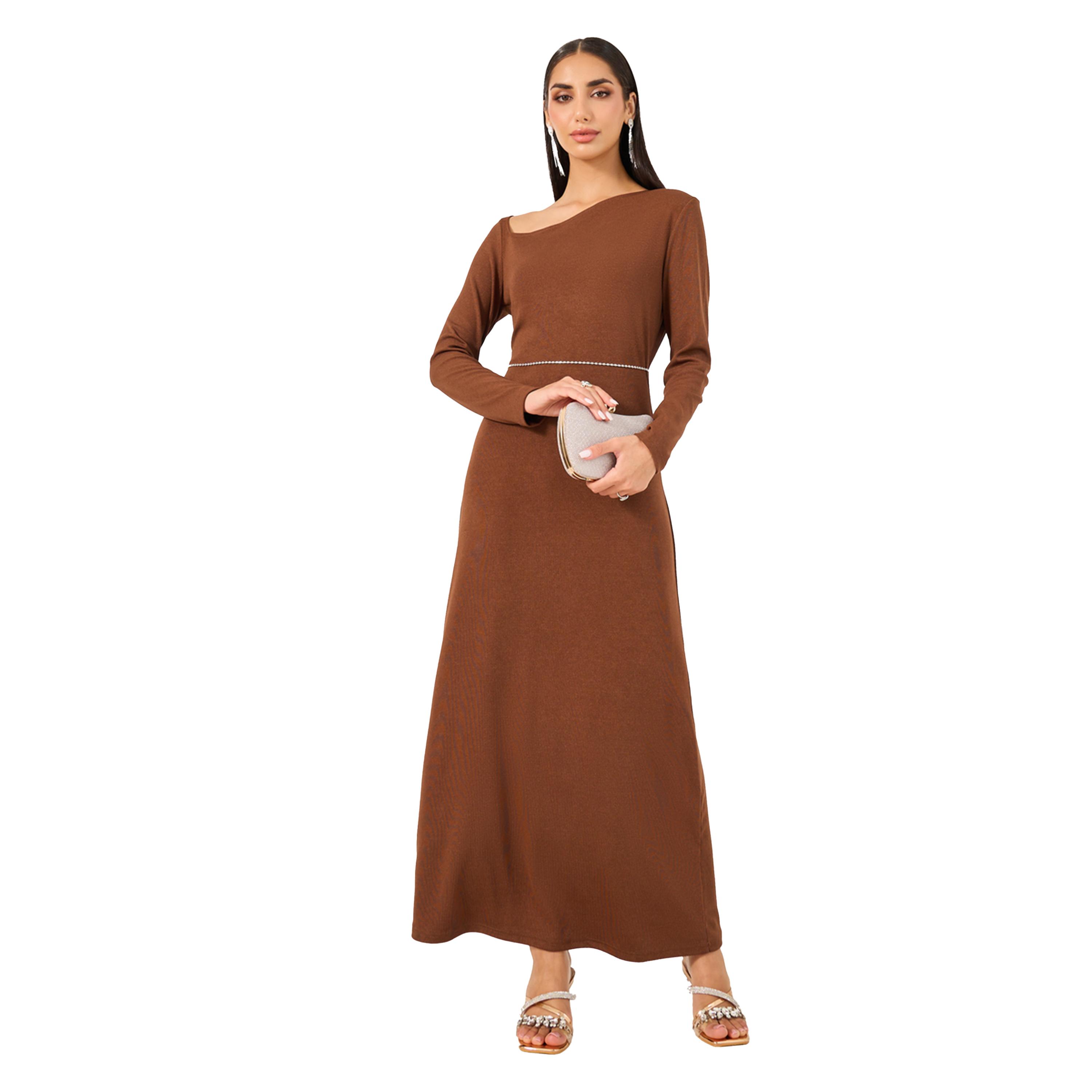 Styli Plain Long Sleeves A-Line Maxi Dress-women-clothing-dresses-image-1