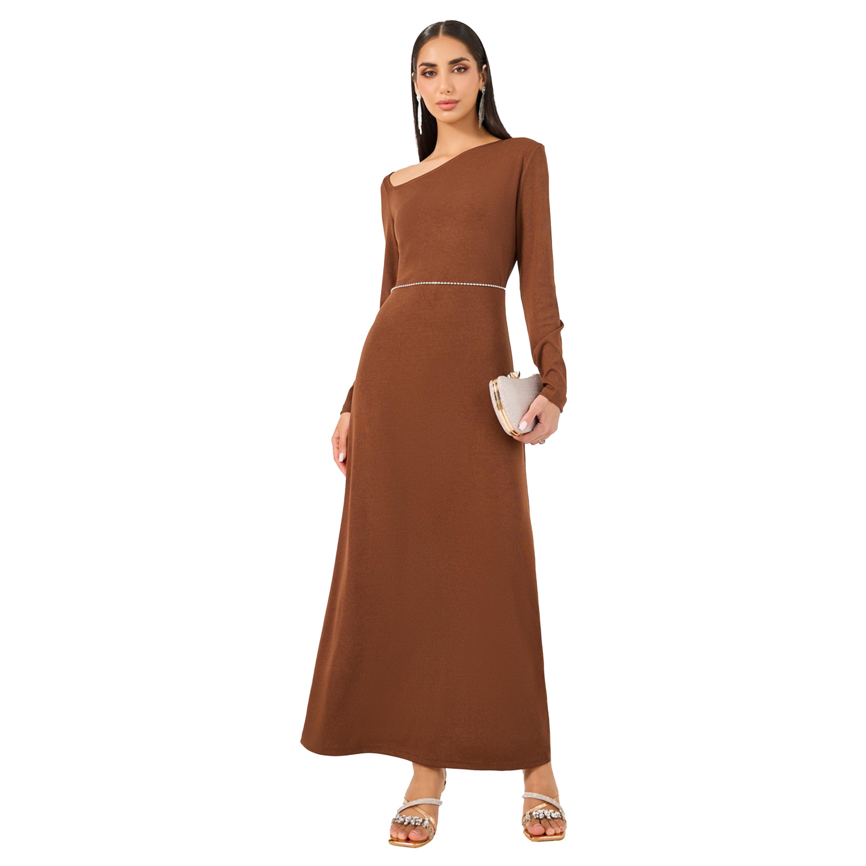 Styli Plain Long Sleeves A-Line Maxi Dress-women-clothing-dresses-image-2