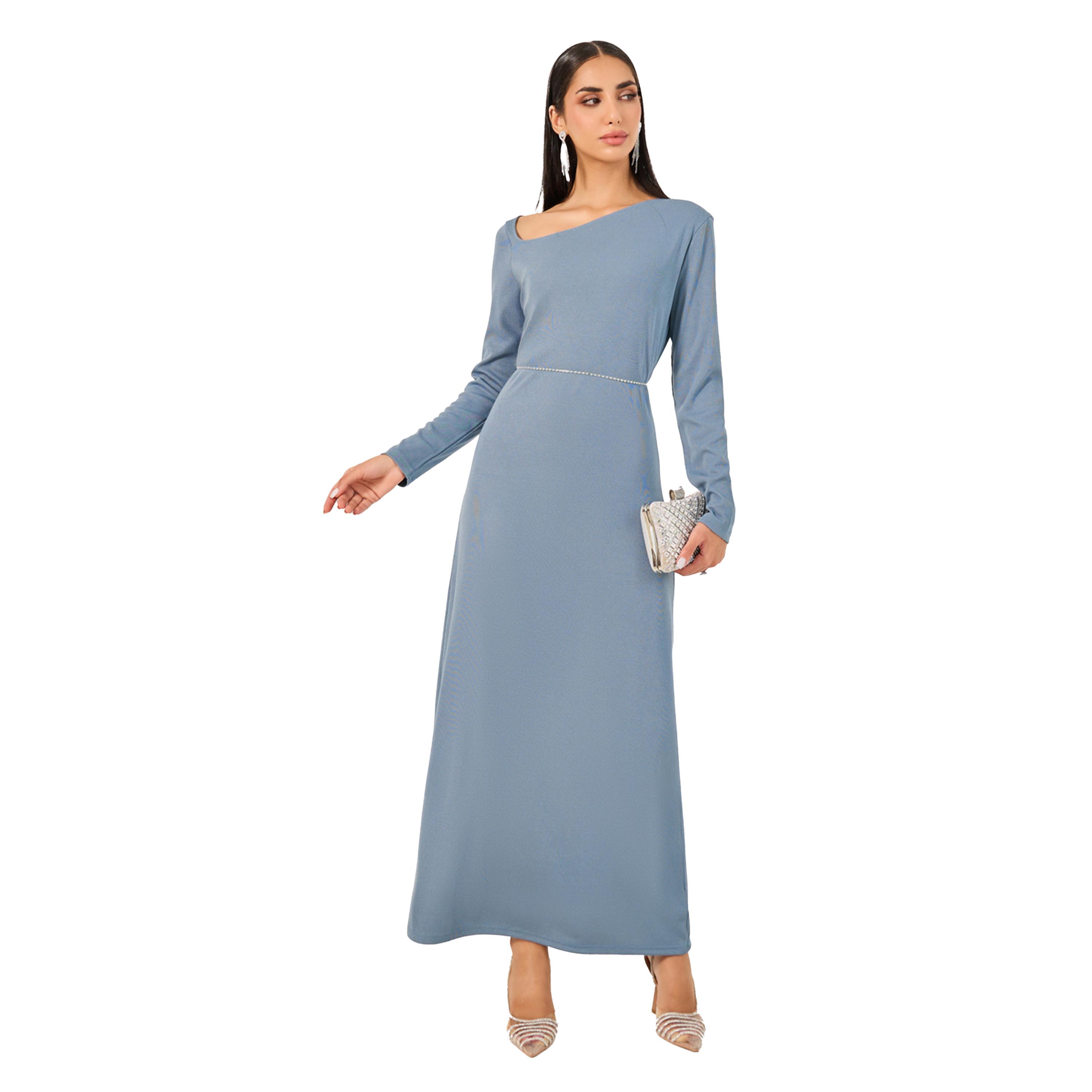 Styli Plain Long Sleeves A-Line Maxi Dress-women-clothing-dresses-image-1