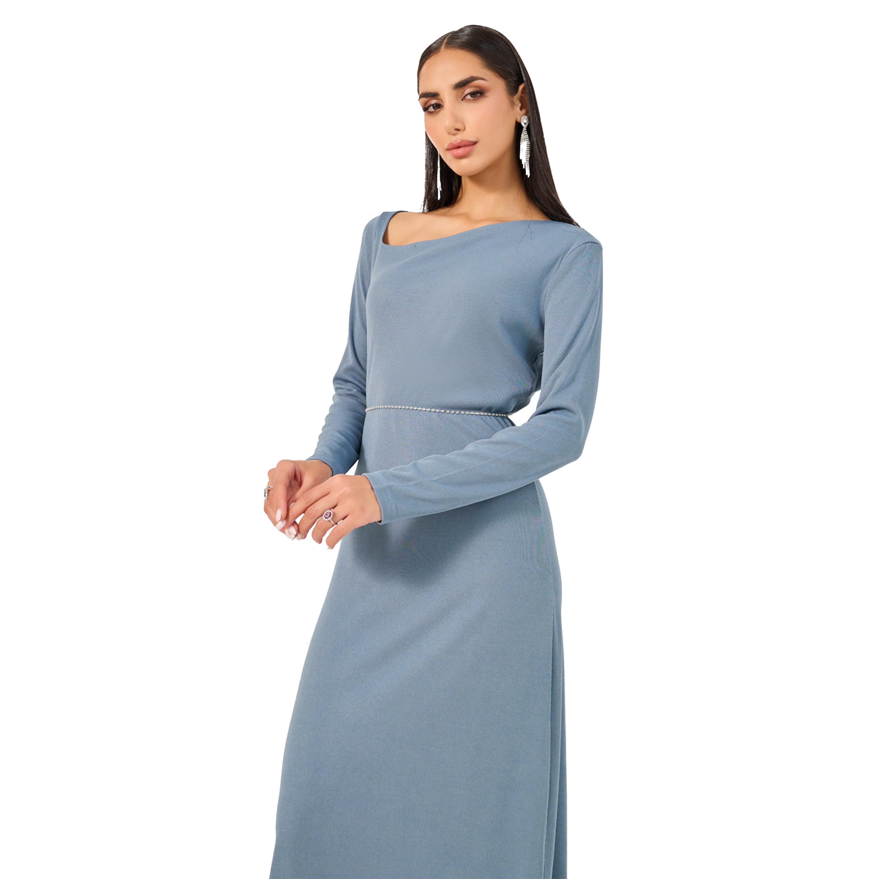 Styli Plain Long Sleeves A-Line Maxi Dress-women-clothing-dresses-image-3