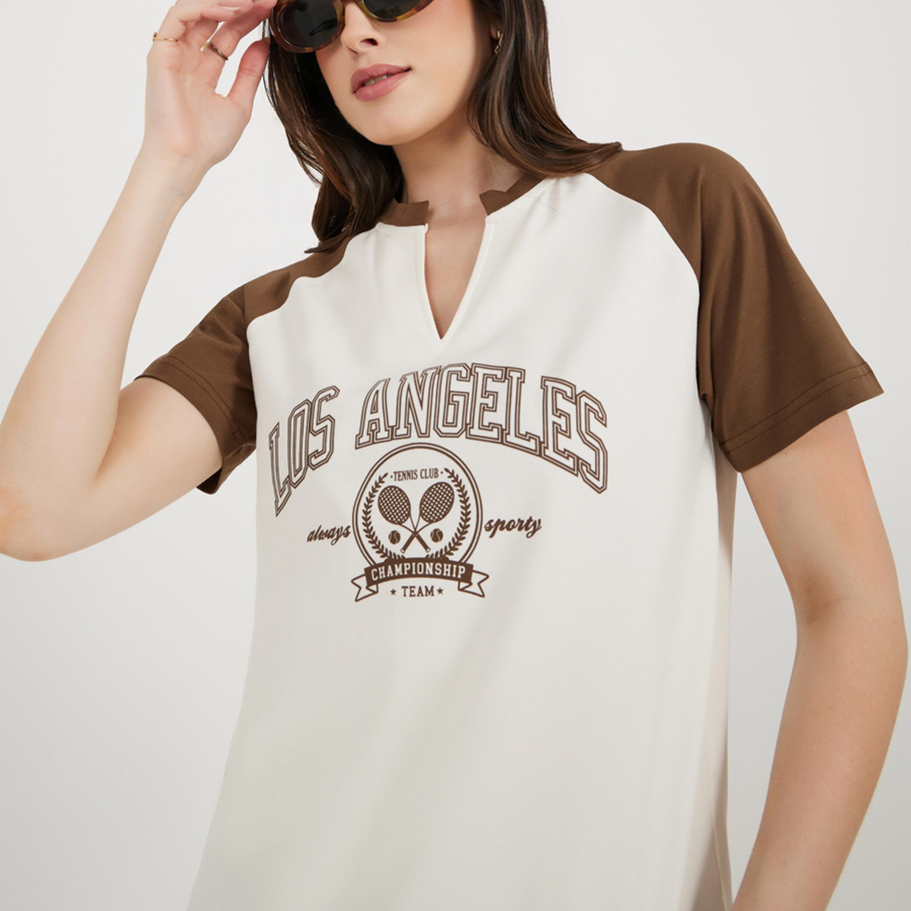 Styli Cotton Stretch Los Angeles Graphic Raglan Sleeves T-Shirt-women-clothing-tshirts-image-6