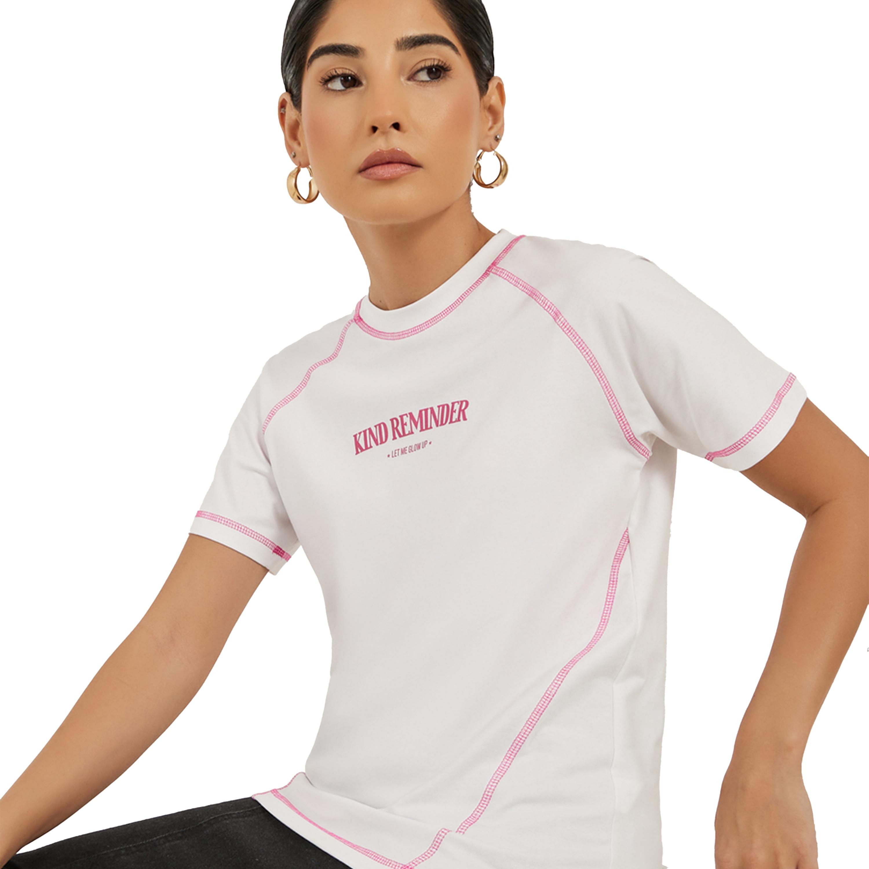 Styli Slogan Print Raglan Sleeves Regular Fit T-Shirt-women-clothing-tshirts-image-1