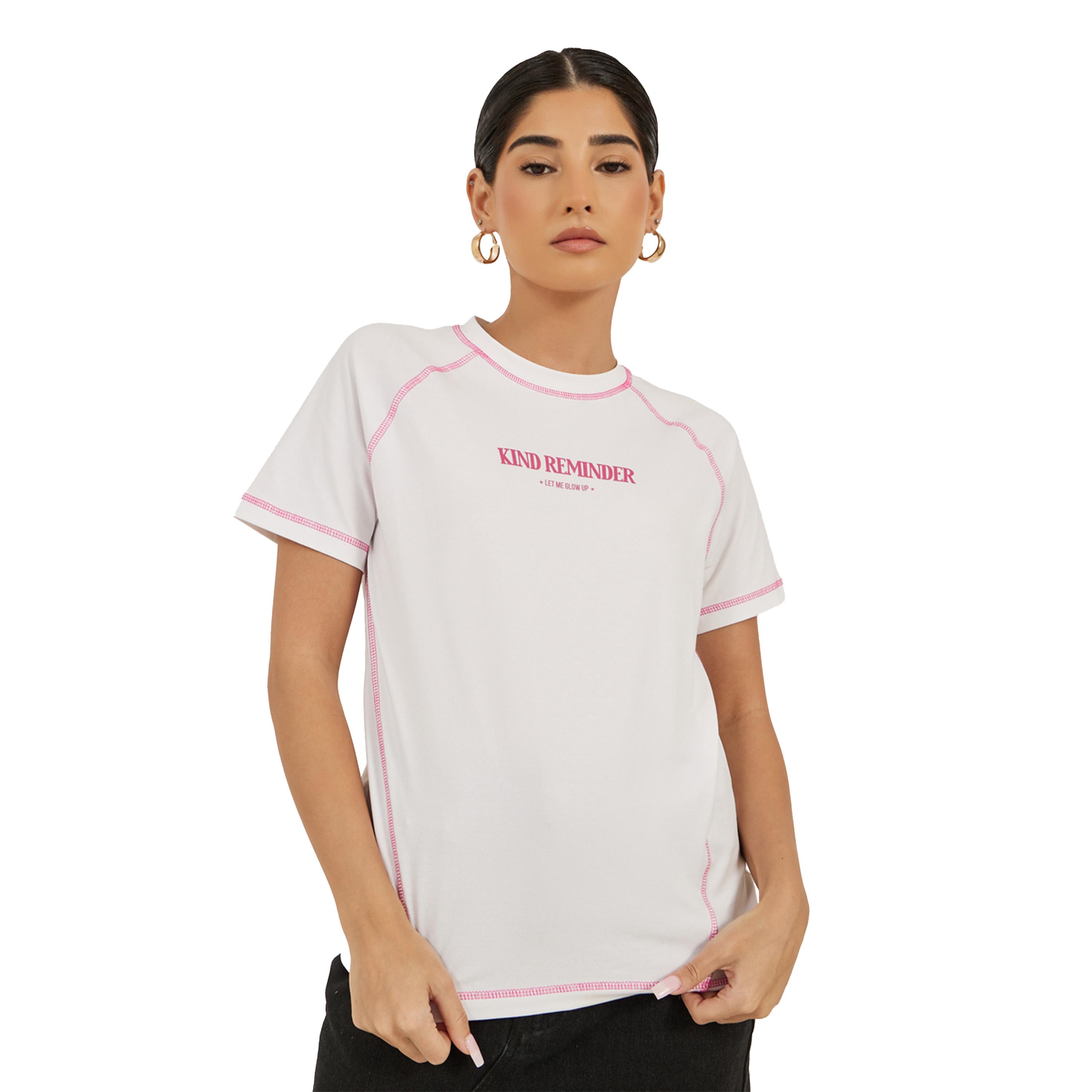 Styli Slogan Print Raglan Sleeves Regular Fit T-Shirt-women-clothing-tshirts-image-2