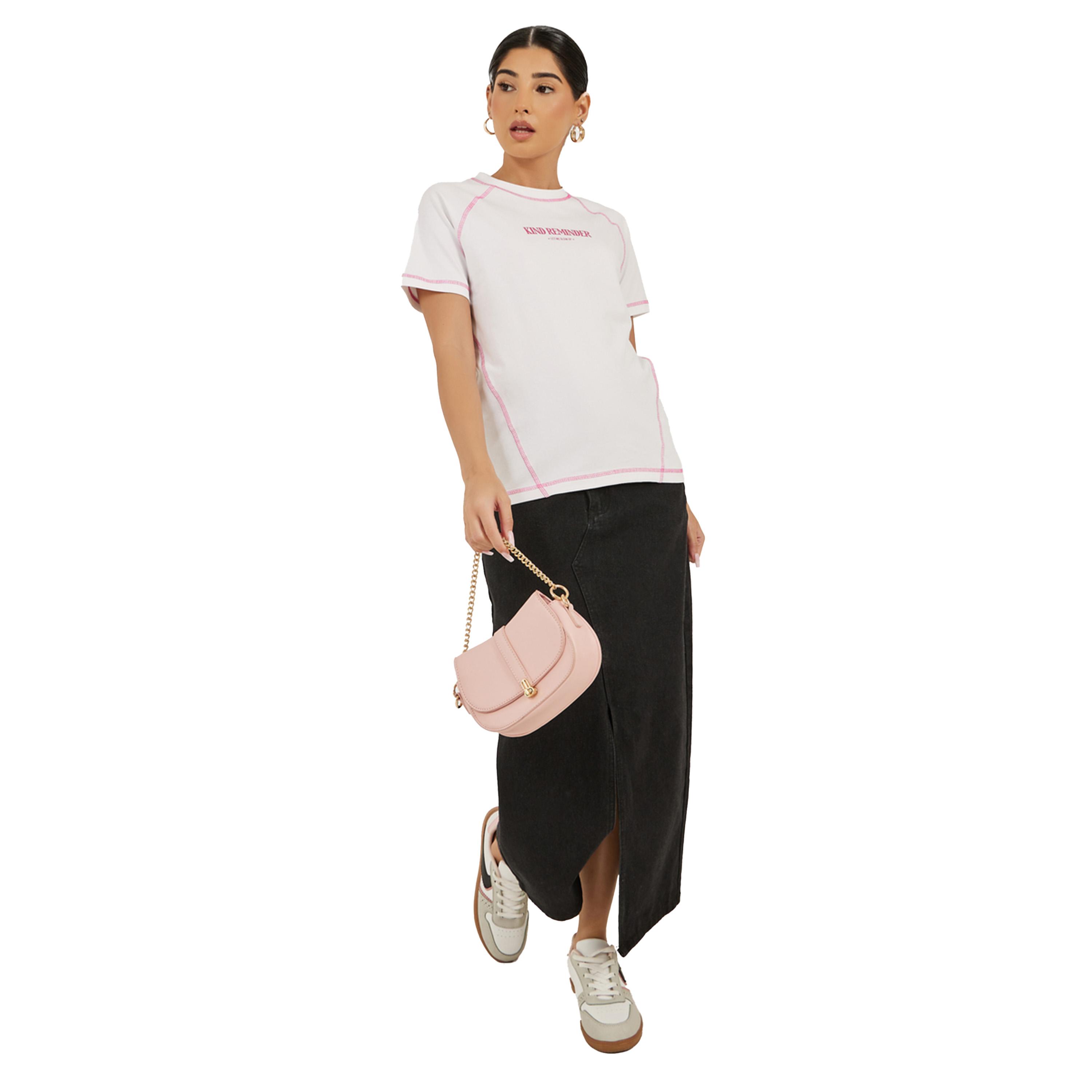 Styli Slogan Print Raglan Sleeves Regular Fit T-Shirt-women-clothing-tshirts-image-3