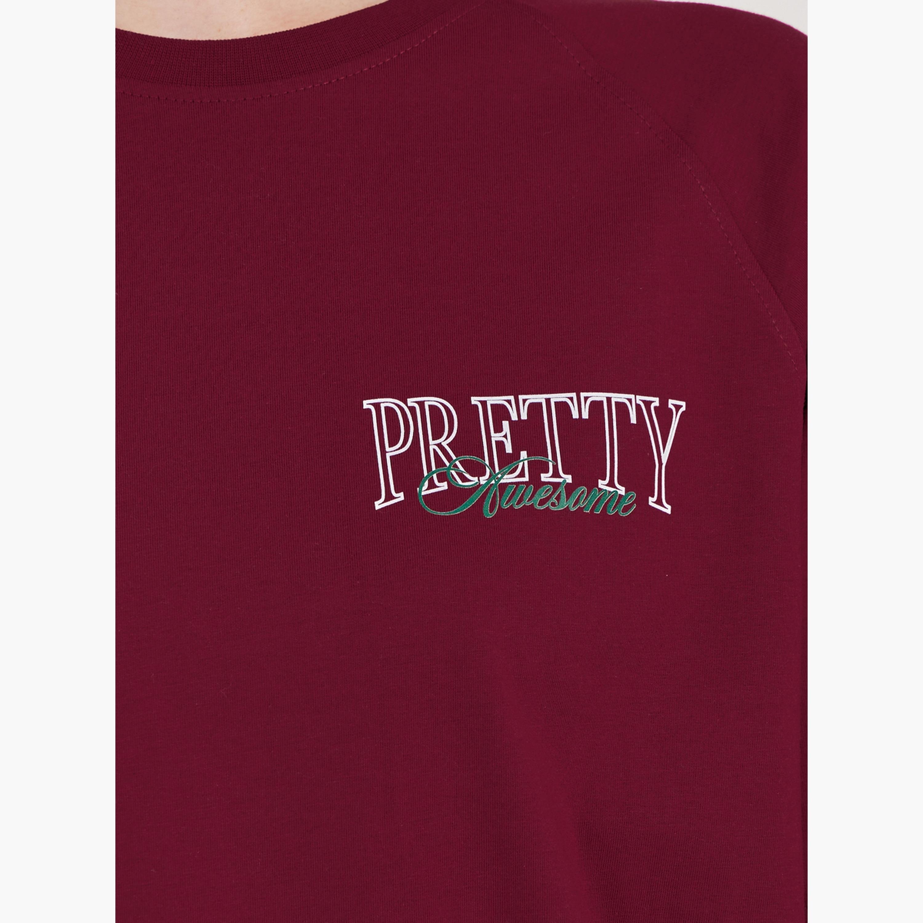 Styli Pretty Slogan Print Raglan Sleeve Oversized T-Shirtâ€‹â€‹-women-clothing-tshirts-image-4