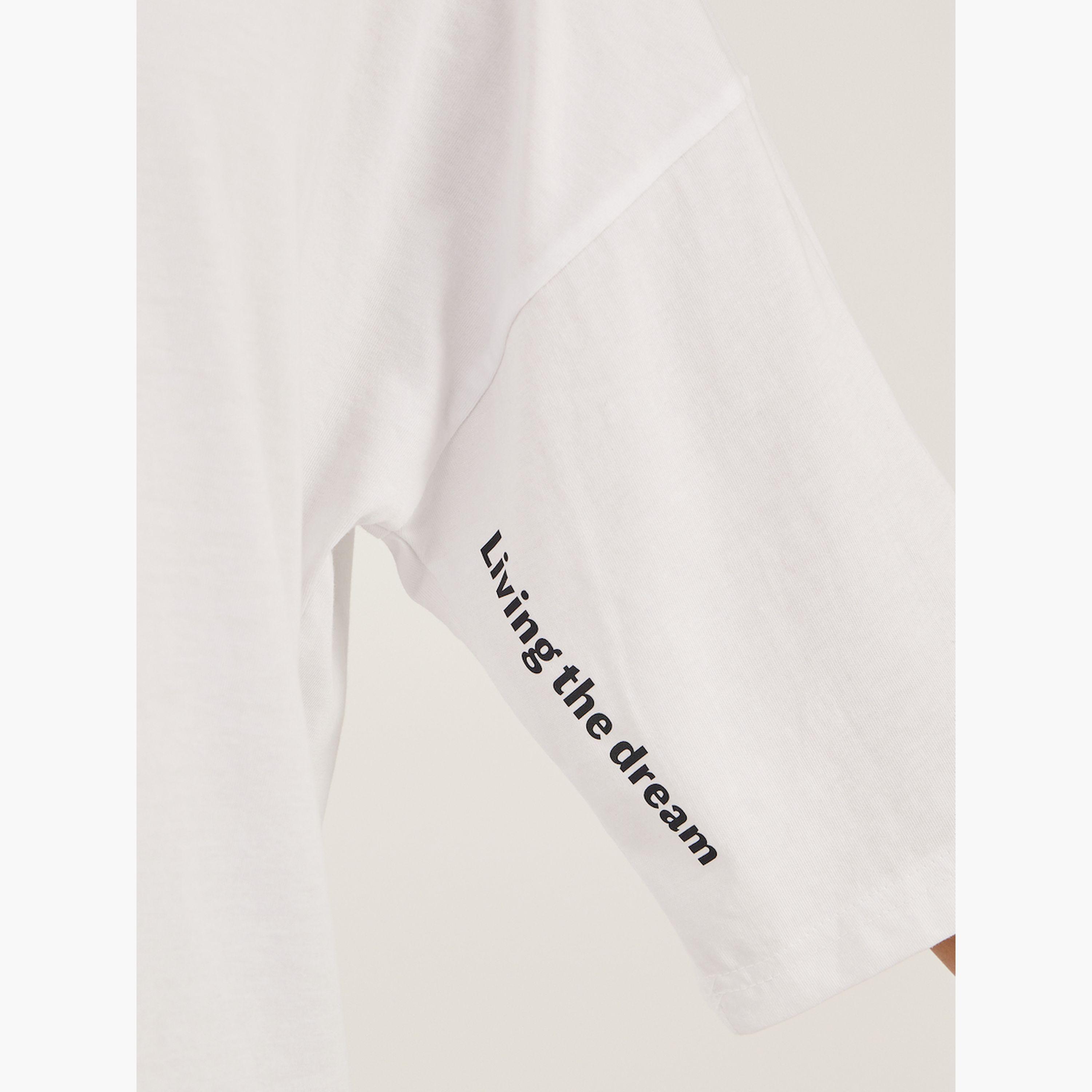 ستايلي -  تي شيرت مقاس كبيربطباعة شعار وأكتاف منسدلة-women-clothing-tshirts-image-3