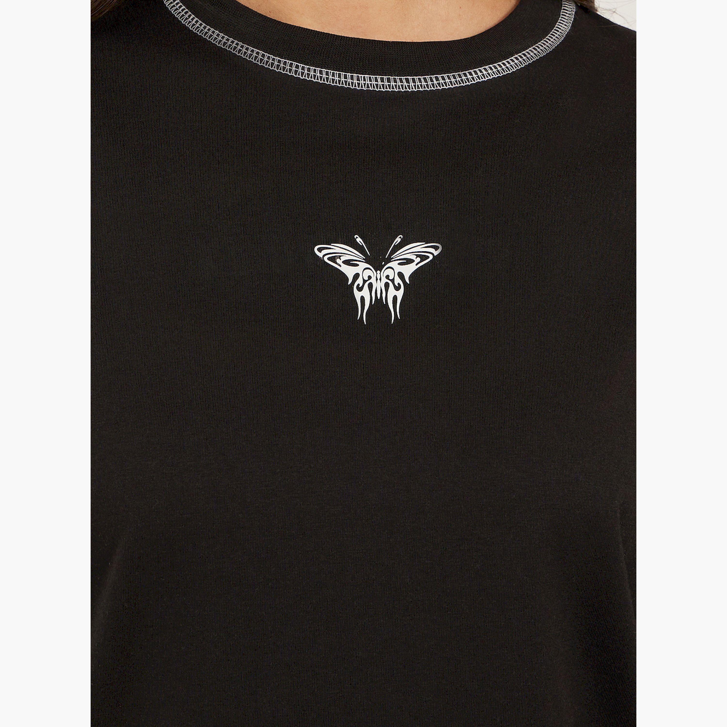 Styli Butterfly Printed Dropped Shoulder Oversized T-Shirt-women-clothing-tshirts-image-3