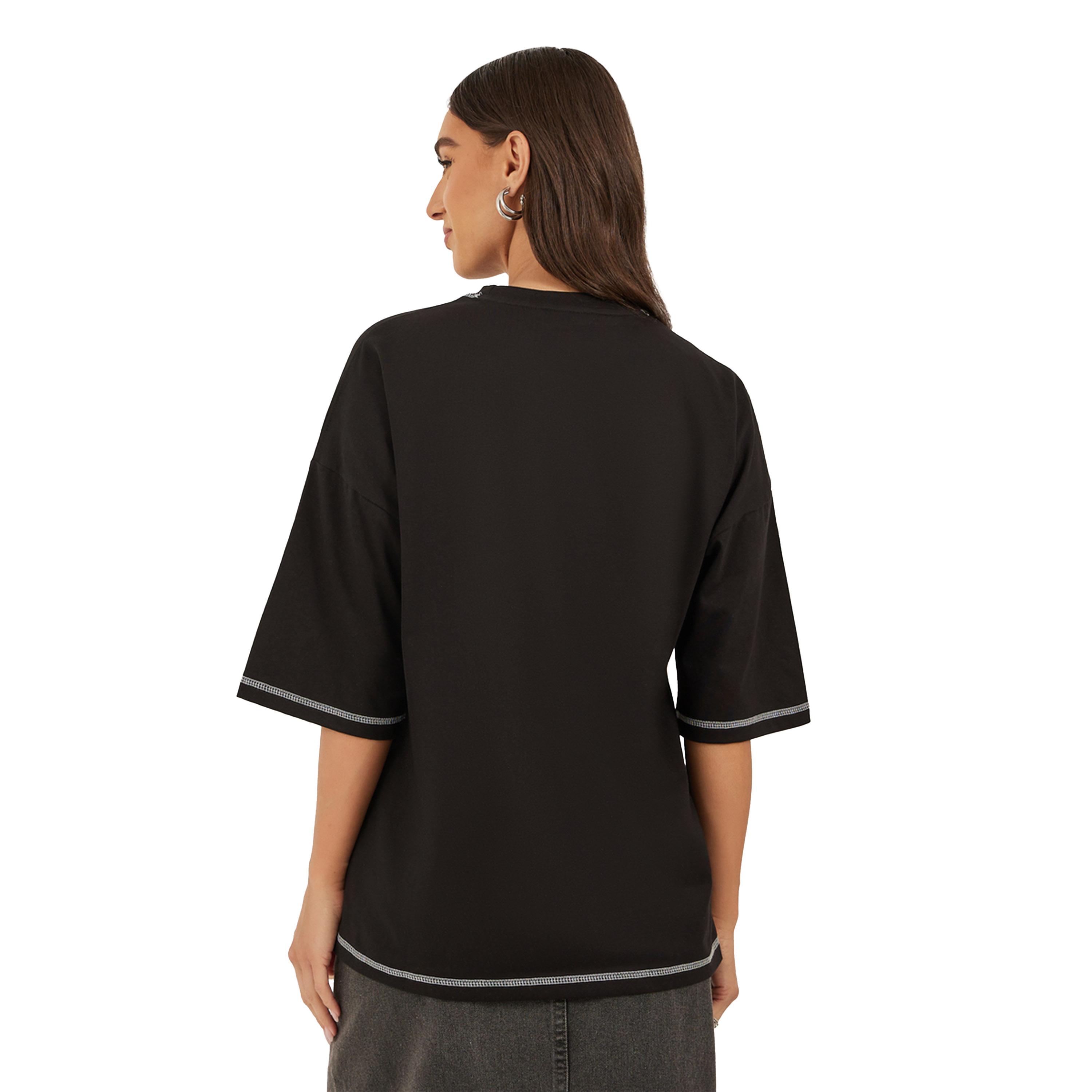 ستايلي - تي شيرت كبير الحجم بطبعة فراشة وأكتاف منسدلة-women-clothing-tshirts-image-4