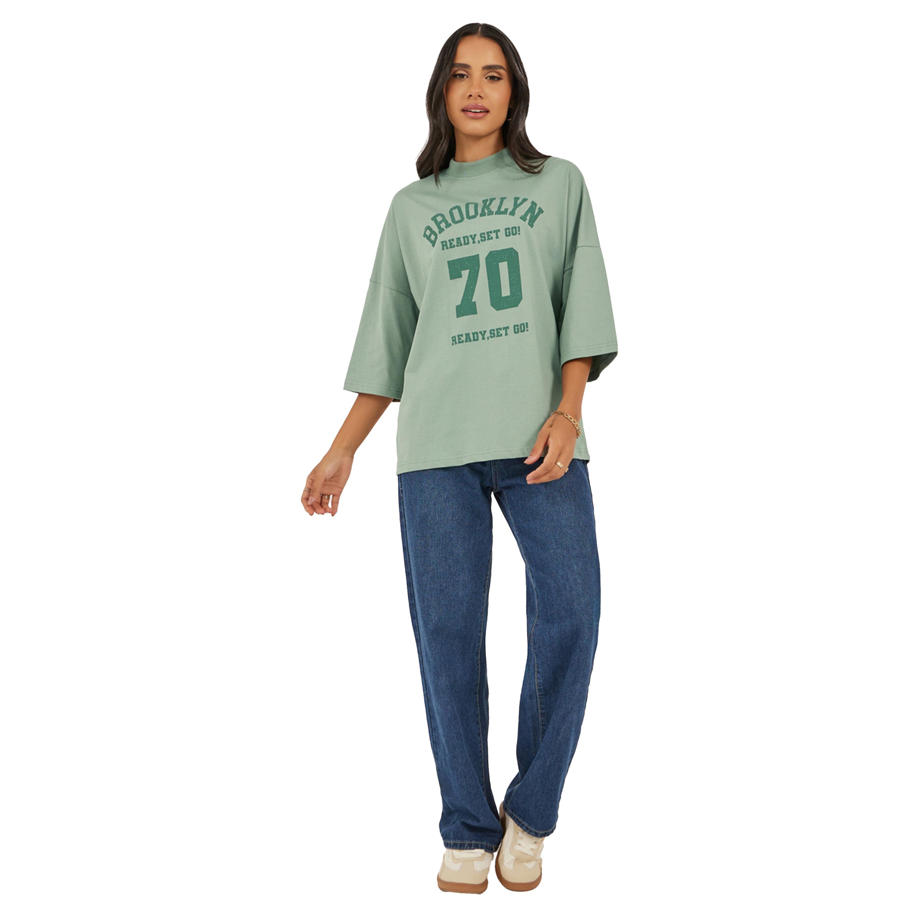 Styli Brooklyn Varsity Print Exaggerated Sleeves Oversized T-Shirtâ€‹-women-clothing-tshirts-image-2