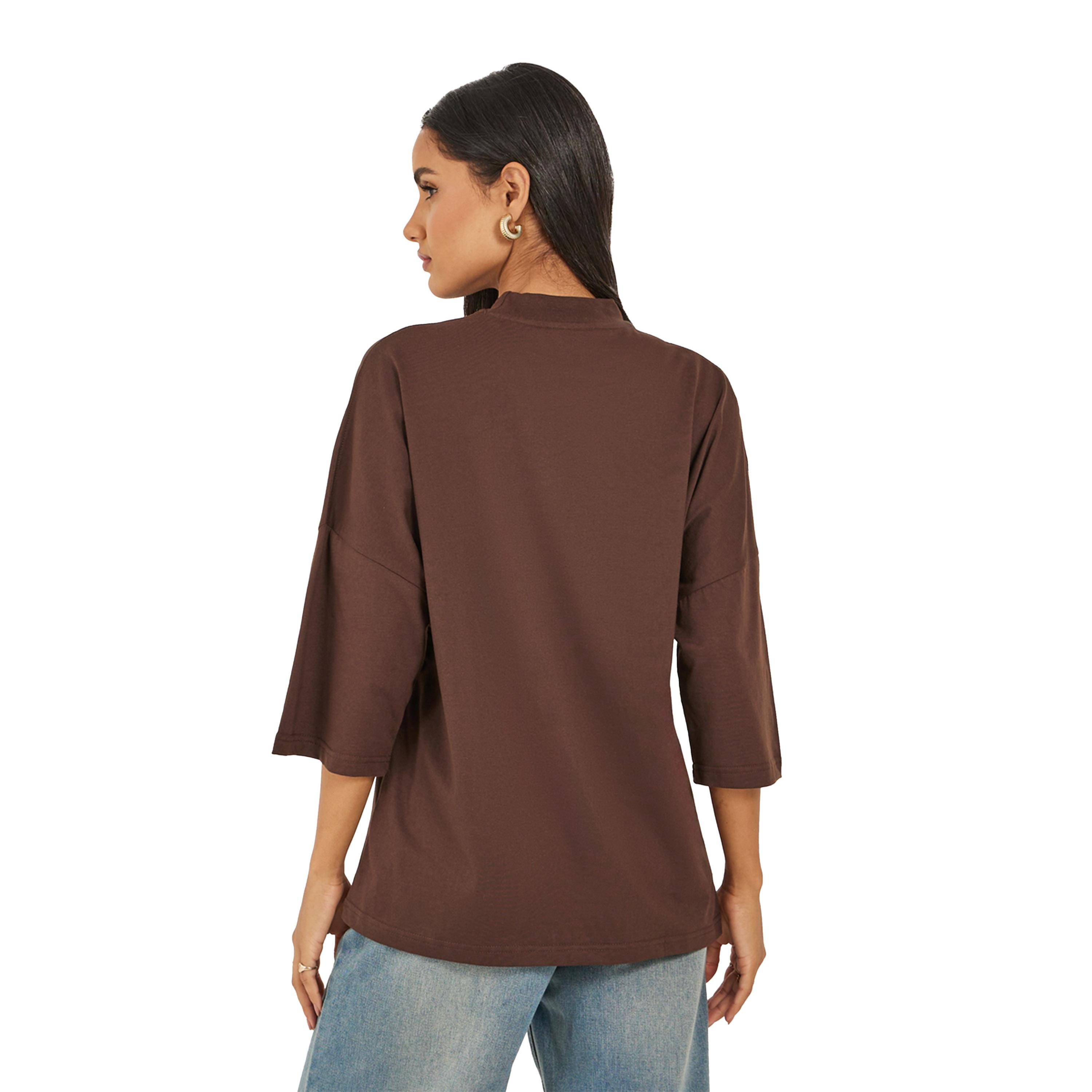 Styli Bow Graphic Exaggerated Sleeve Oversized Longline T-Shirtâ€‹-women-clothing-tshirts-image-4