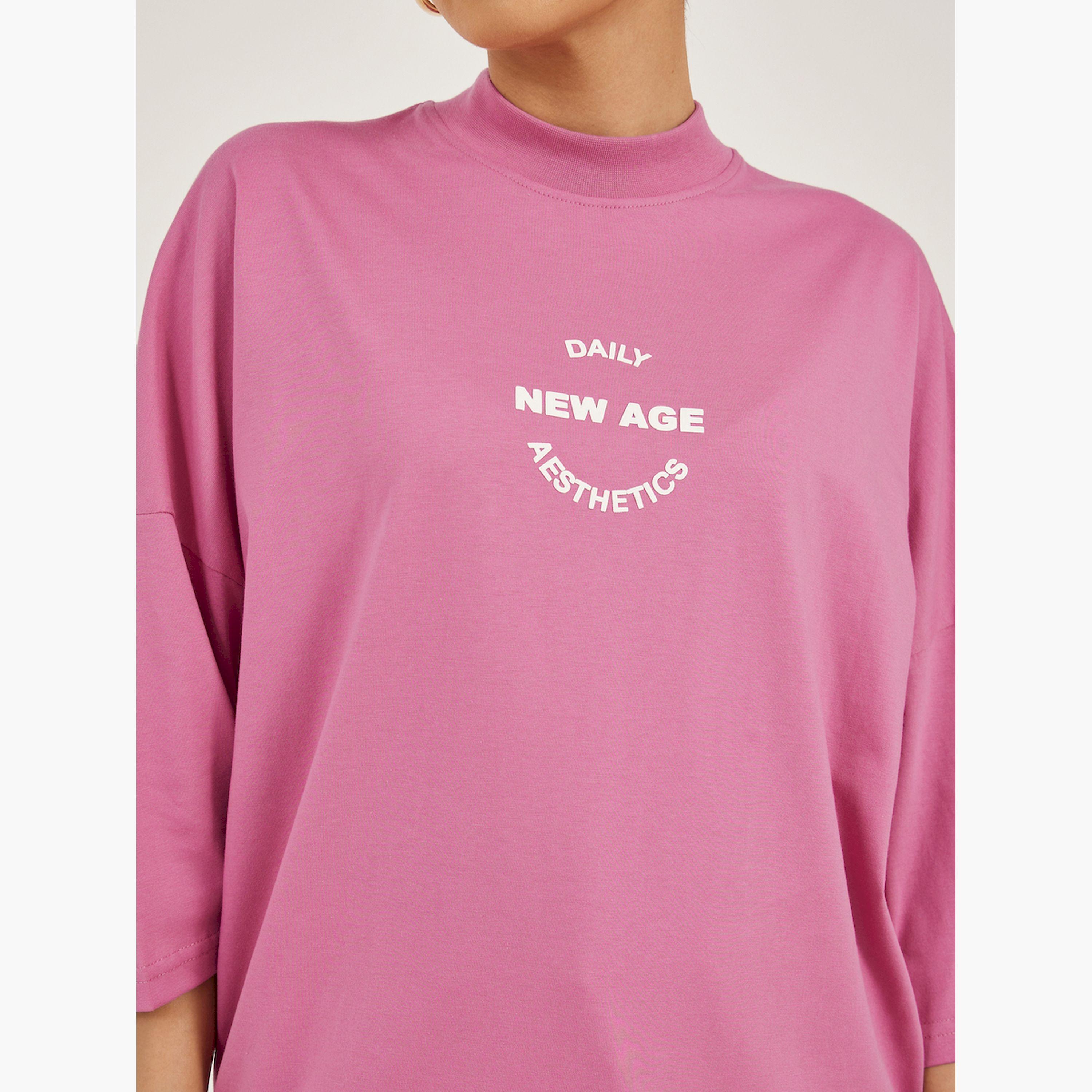 Styli Slogan Printed High Neck Oversized T-Shirt-women-clothing-tshirts-image-4