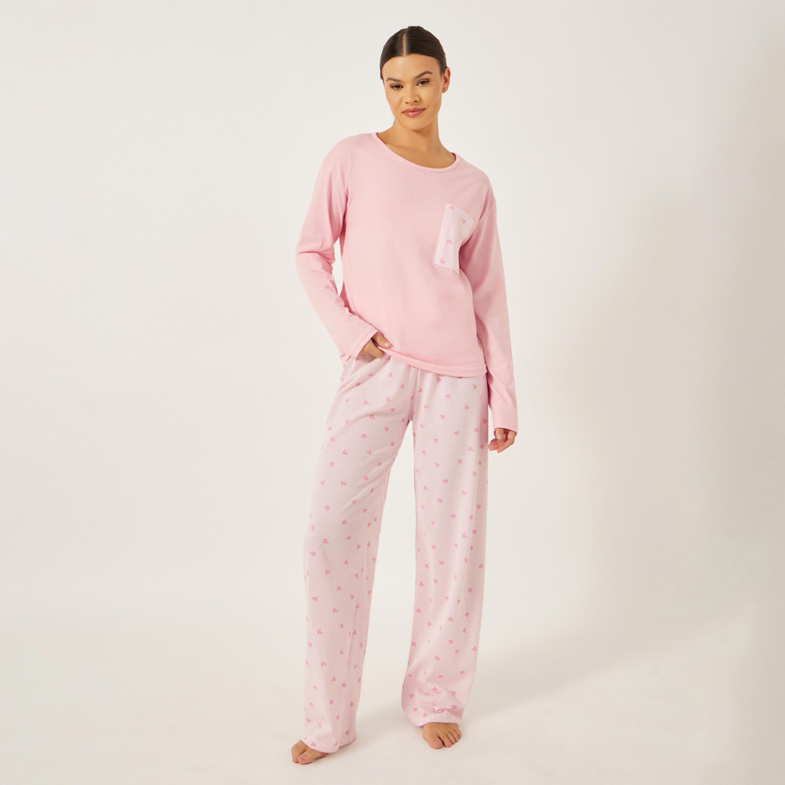 Styli Unwind Heart Print Pocket Drop Shoulder LS Tee And Pj Set-women-clothing-nightwear-pyjamas-longsets-image-2
