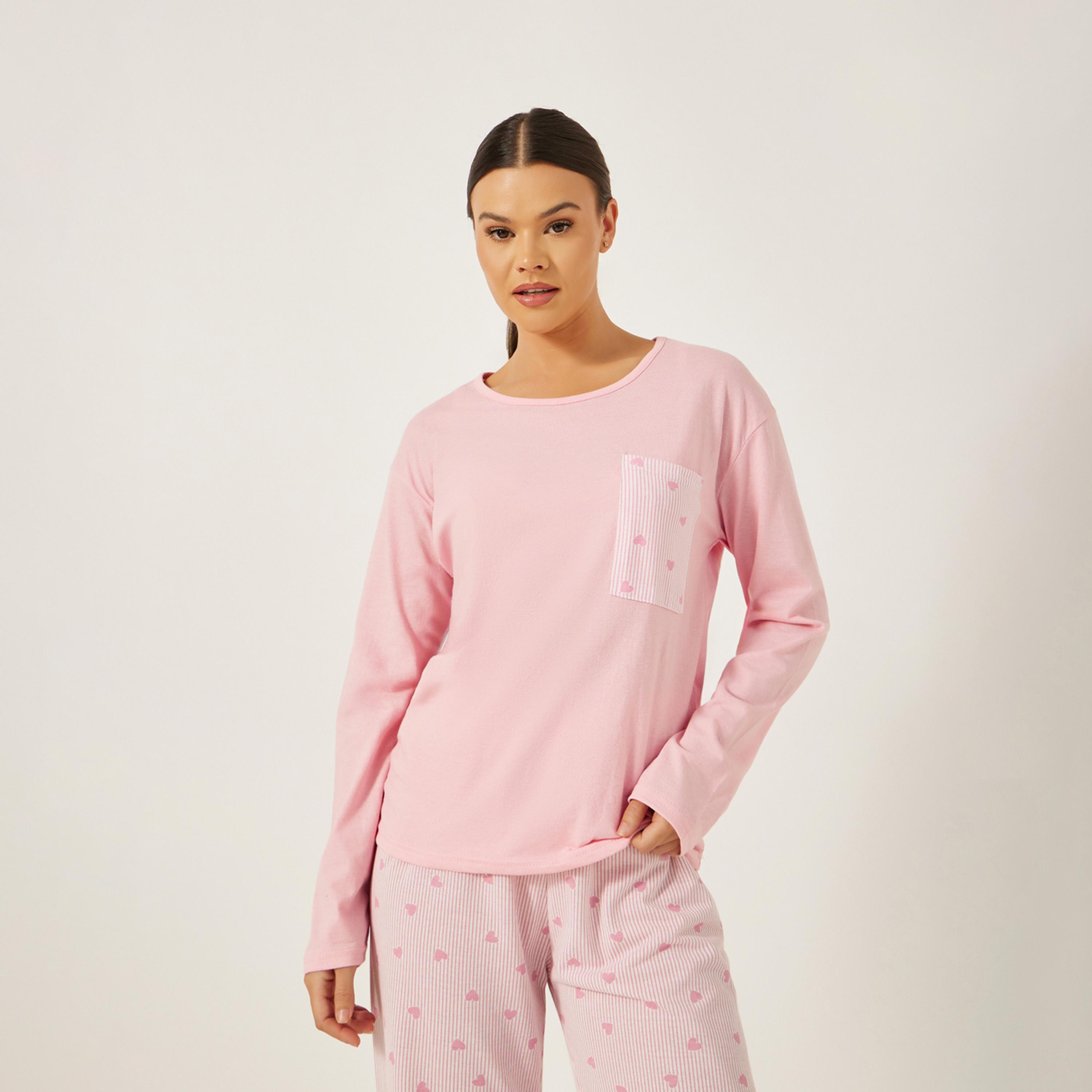 Styli Unwind Heart Print Pocket Drop Shoulder LS Tee And Pj Set-women-clothing-nightwear-pyjamas-longsets-image-3