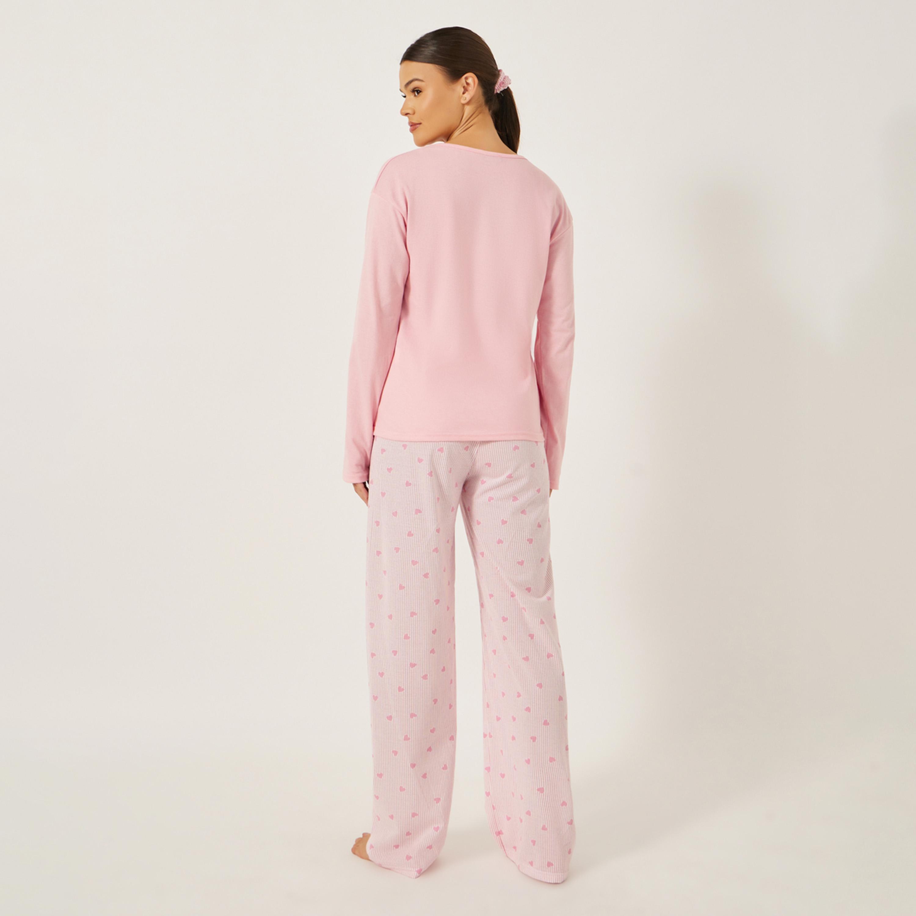 Styli Unwind Heart Print Pocket Drop Shoulder LS Tee And Pj Set-women-clothing-nightwear-pyjamas-longsets-image-7