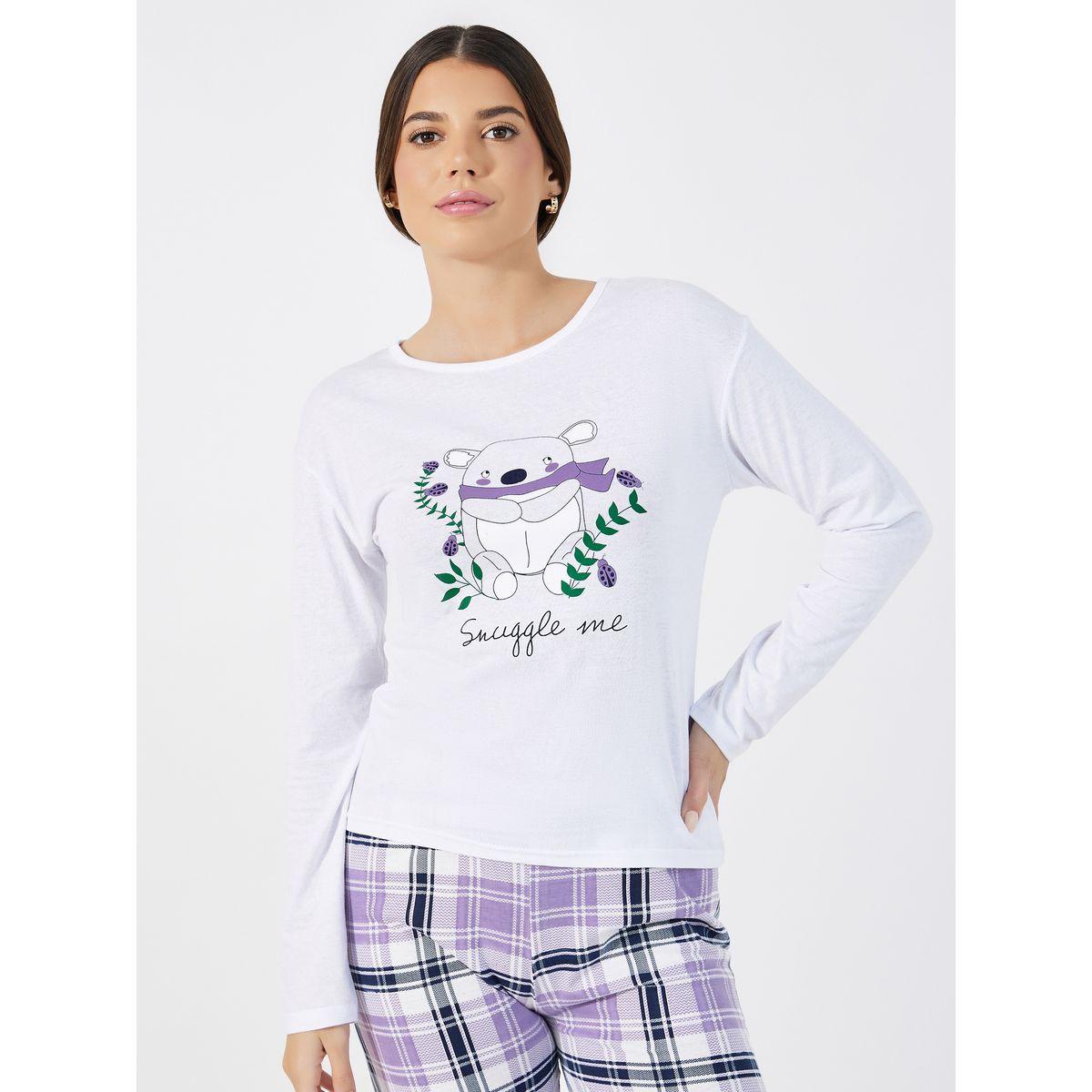 مجموعة من بنطال بيجاما مع تيشيرت بأكمام طويلة-women-clothing-nightwear-pyjamas-longsets-image-2