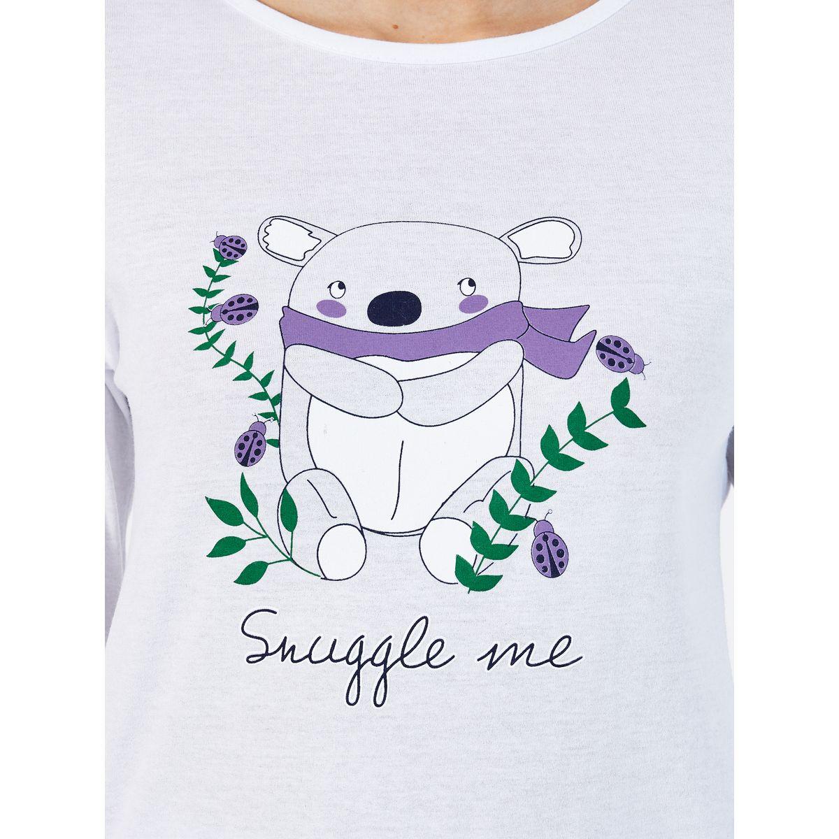 Styli Unwind Koala Graphic Long Sleeves T-Shirt & Check Pyjama Set-women-clothing-nightwear-pyjamas-longsets-image-3