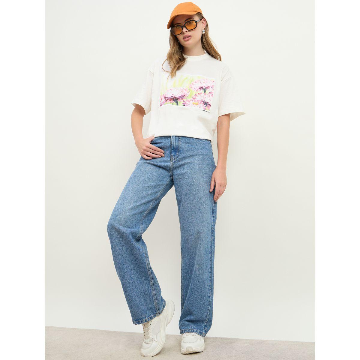Styli Floral Graphic Print Short Sleeve Jersey Oversized T-Shirt-women-clothing-tshirts-image-1