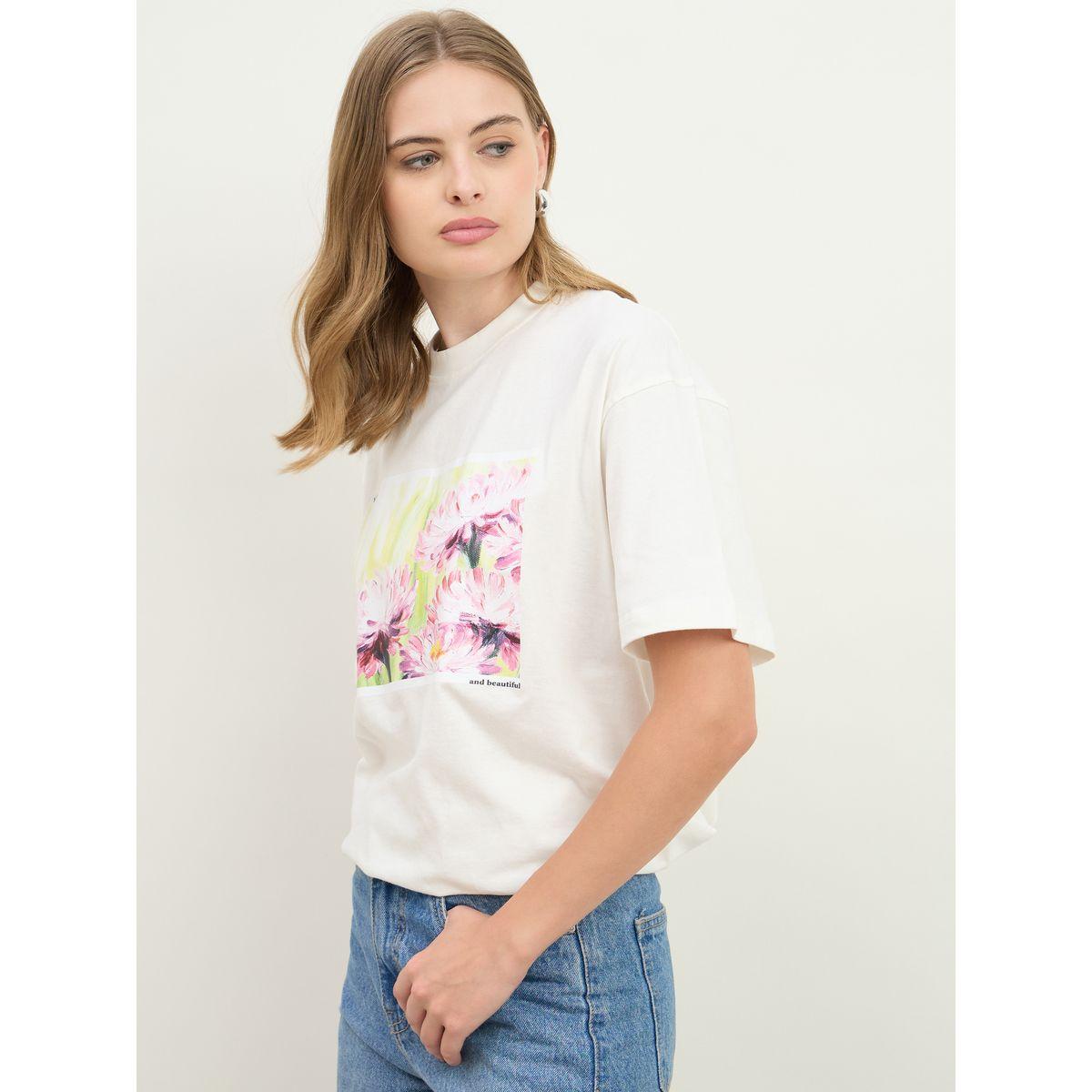 Styli Floral Graphic Print Short Sleeve Jersey Oversized T-Shirt-women-clothing-tshirts-image-3