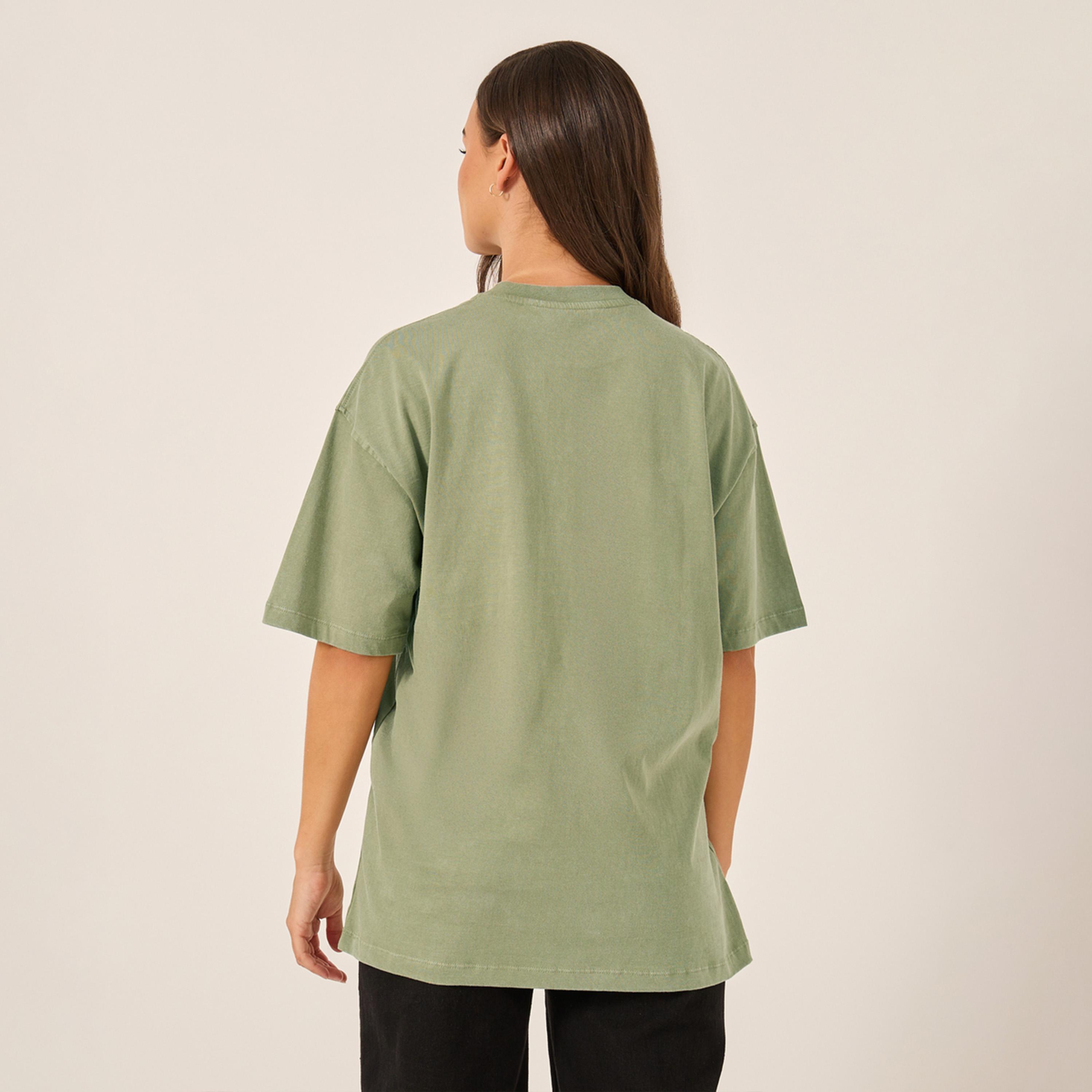 Styli Acid Washed Oversized T-Shirt with Mesh Pocket-women-clothing-tshirts-image-4