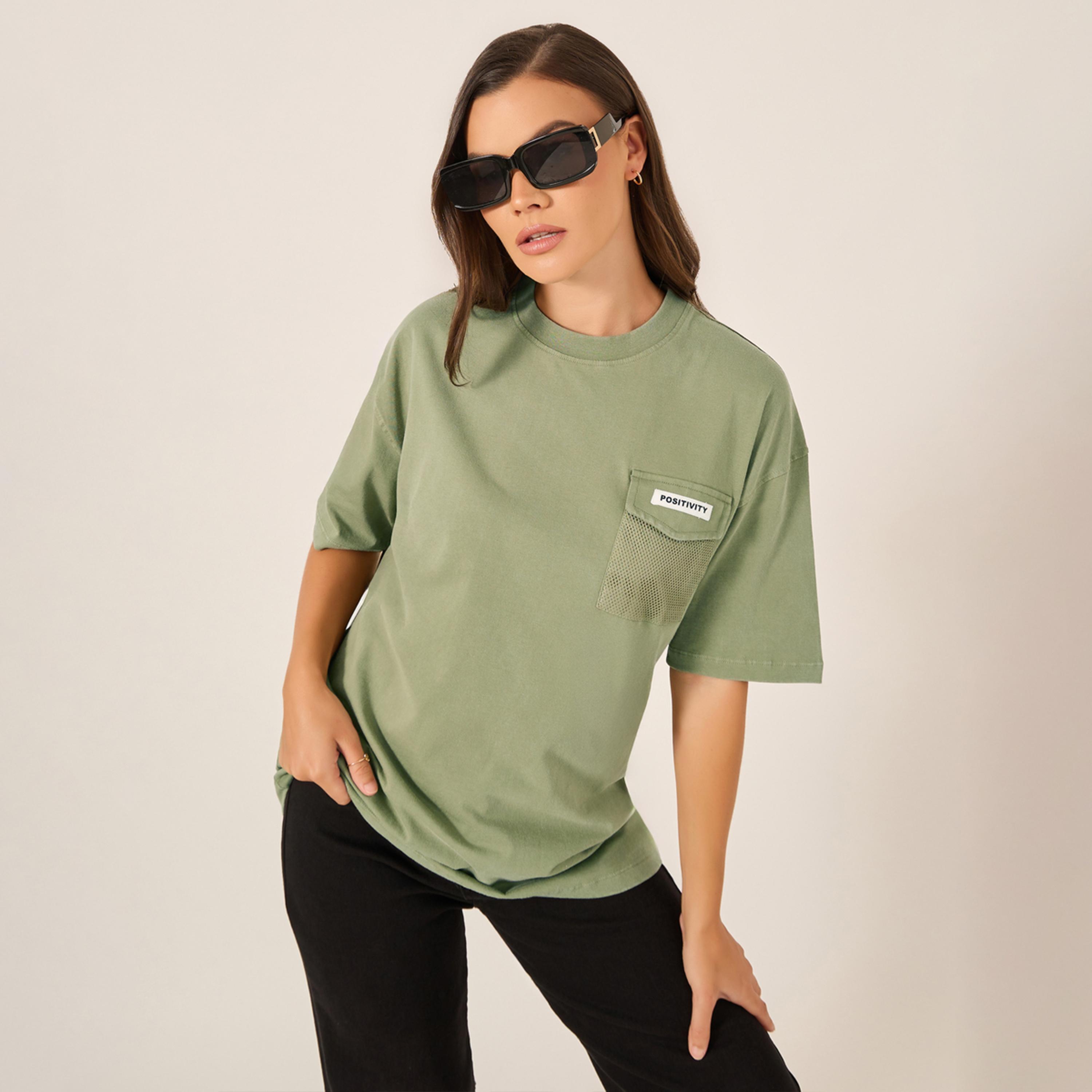 Styli Acid Washed Oversized T-Shirt with Mesh Pocket-women-clothing-tshirts-image-5