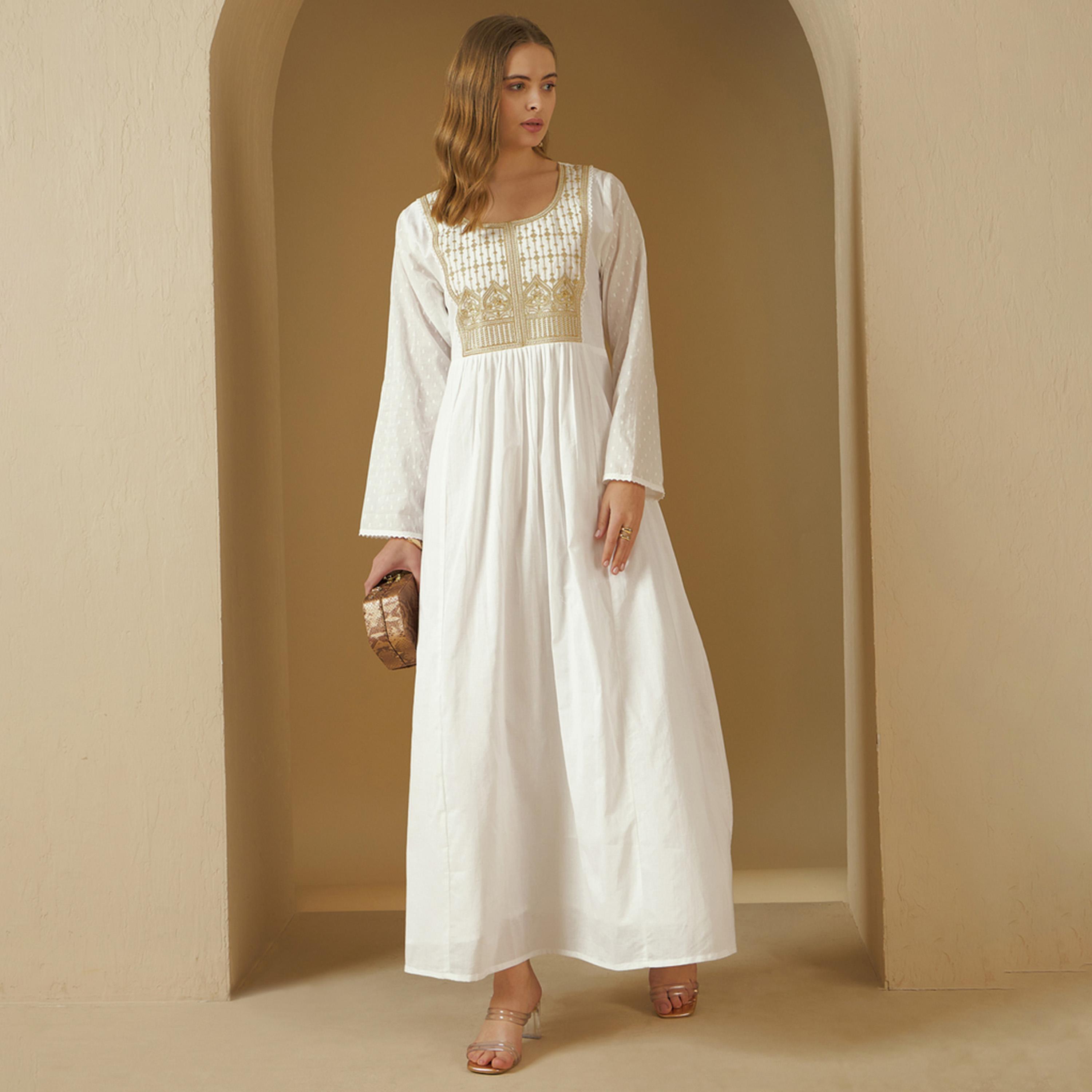 Styli Embroidered Square Neck A-Line Jalabiya-women-arabicclothing-jalabiyas-image-2