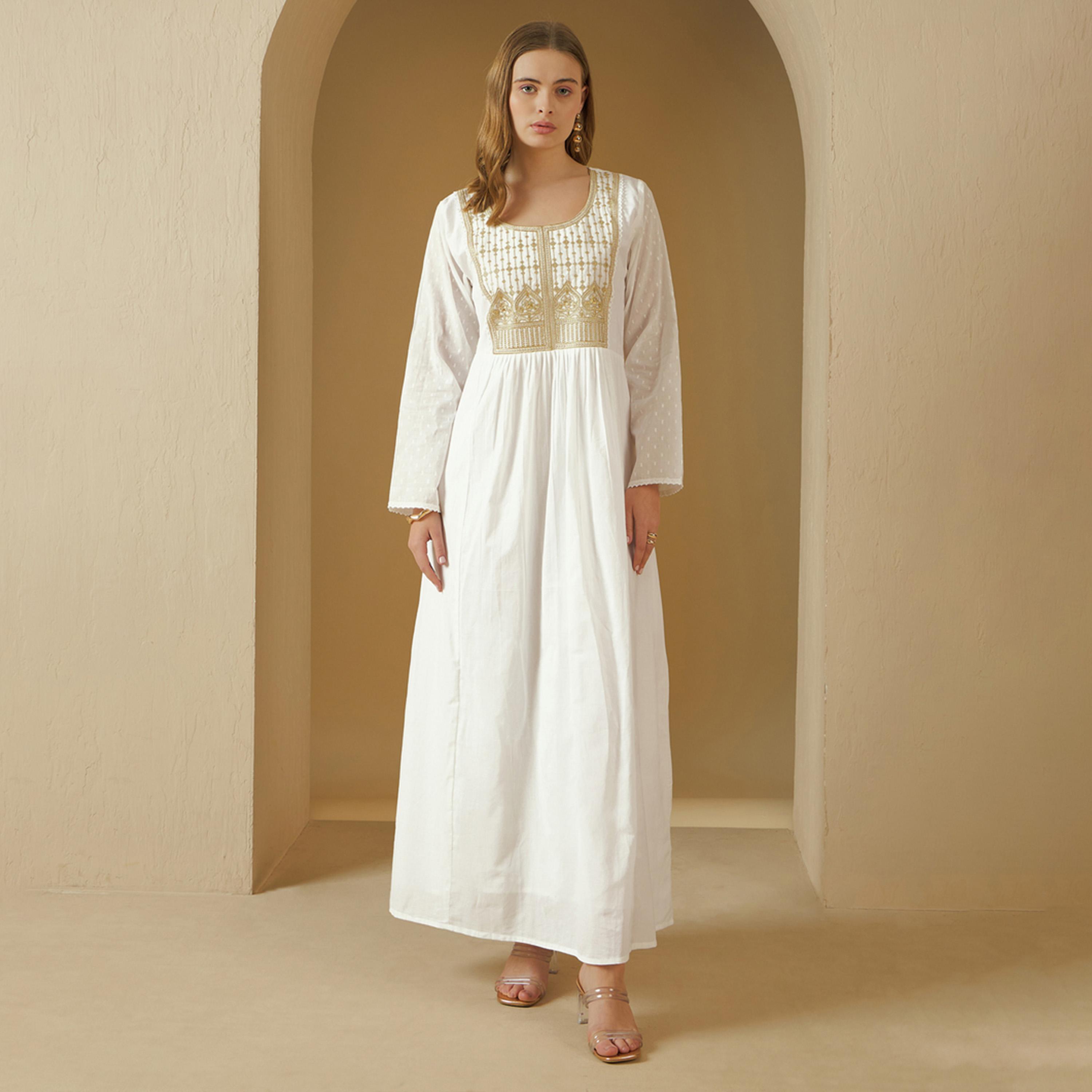 Styli Embroidered Square Neck A-Line Jalabiya-women-arabicclothing-jalabiyas-image-4