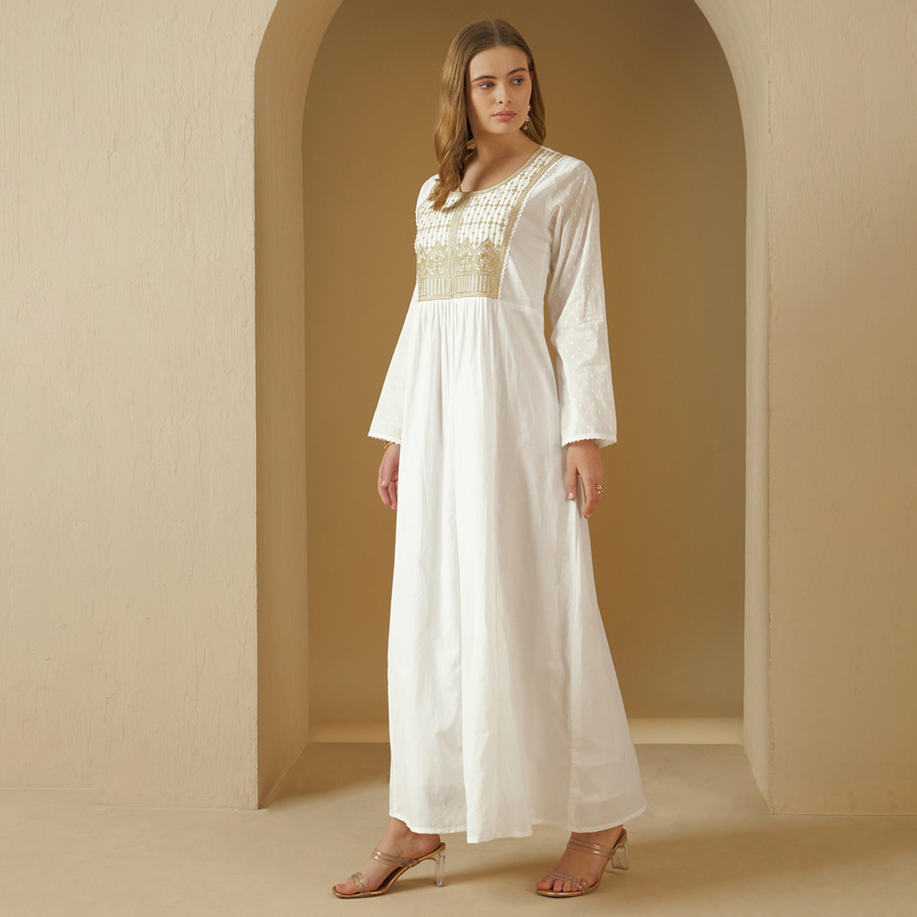 Styli Embroidered Square Neck A-Line Jalabiya-women-arabicclothing-jalabiyas-image-5