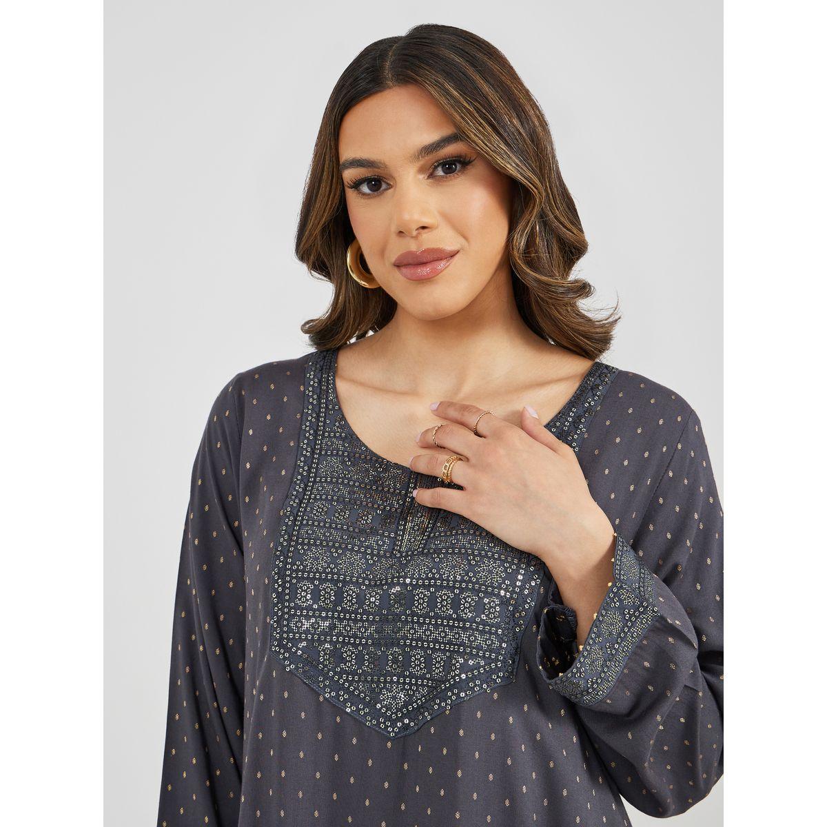 Jacquard Wide Neck Embroidered Jalabiya-women-arabicclothing-jalabiyas-image-4