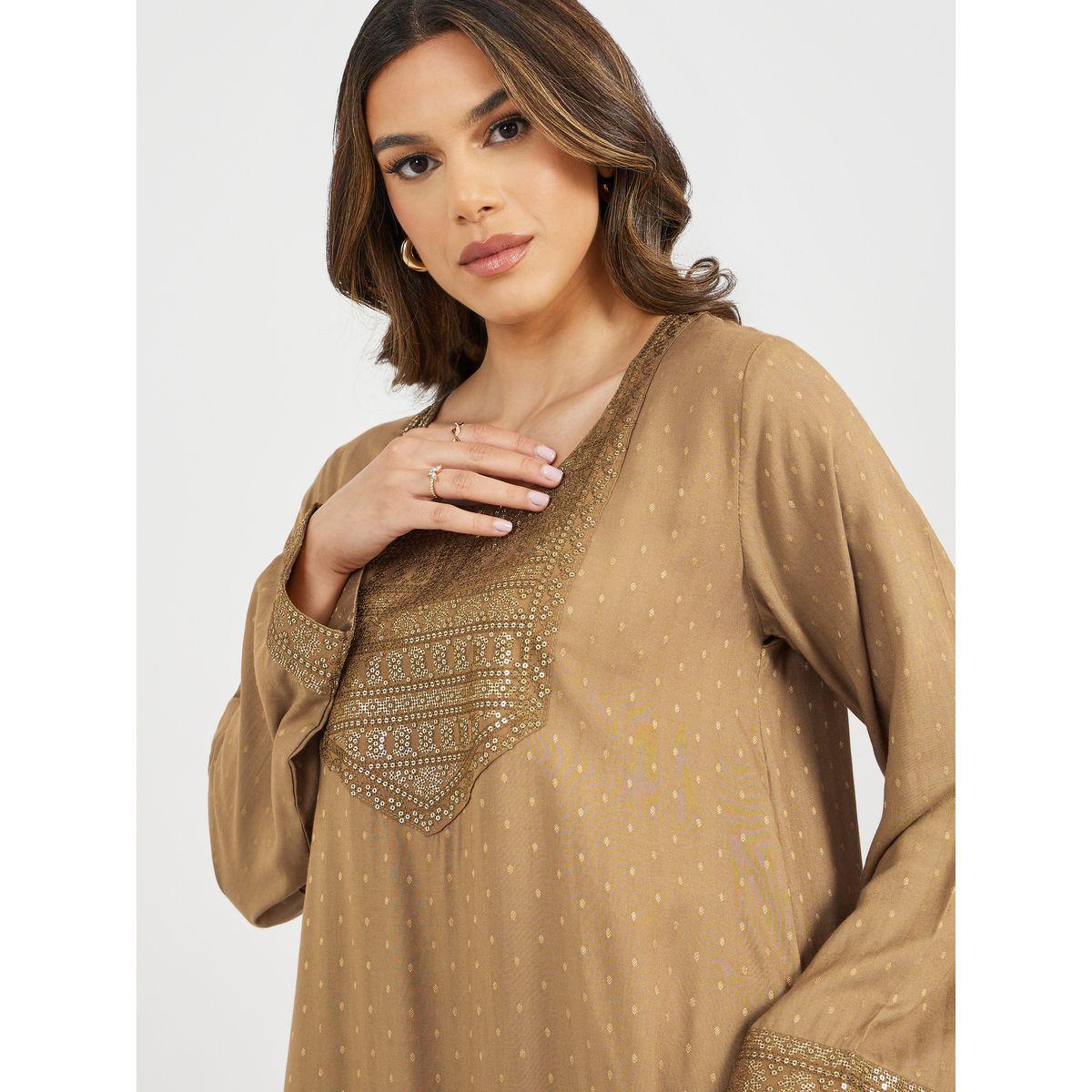 Jacquard Wide Neck Embroidered Jalabiya-women-arabicclothing-jalabiyas-image-5