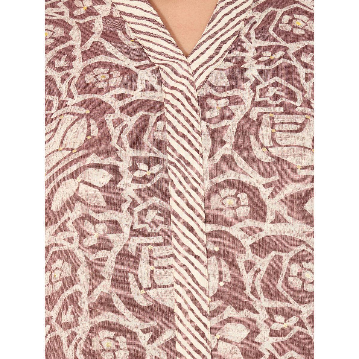All-Over Print Stand Collar A-Line Jalabiya-women-arabicclothing-jalabiyas-image-3
