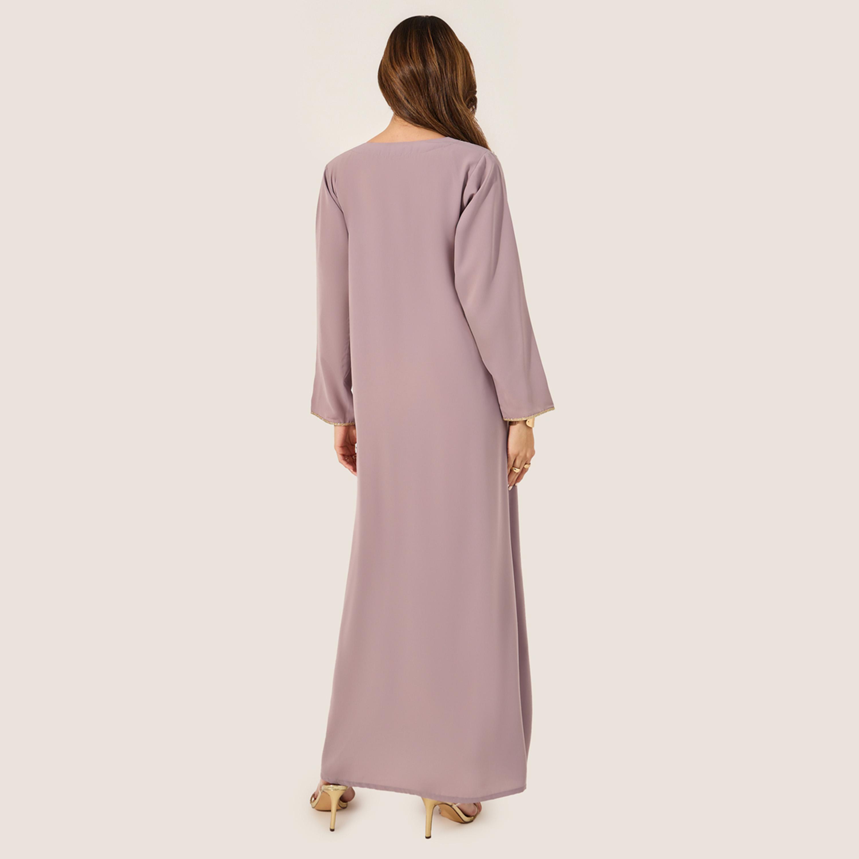 ستايلي - جلابية بقصّة A مع تفاصيل دانتيل ورقبة دائرية-women-arabicclothing-jalabiyas-image-5