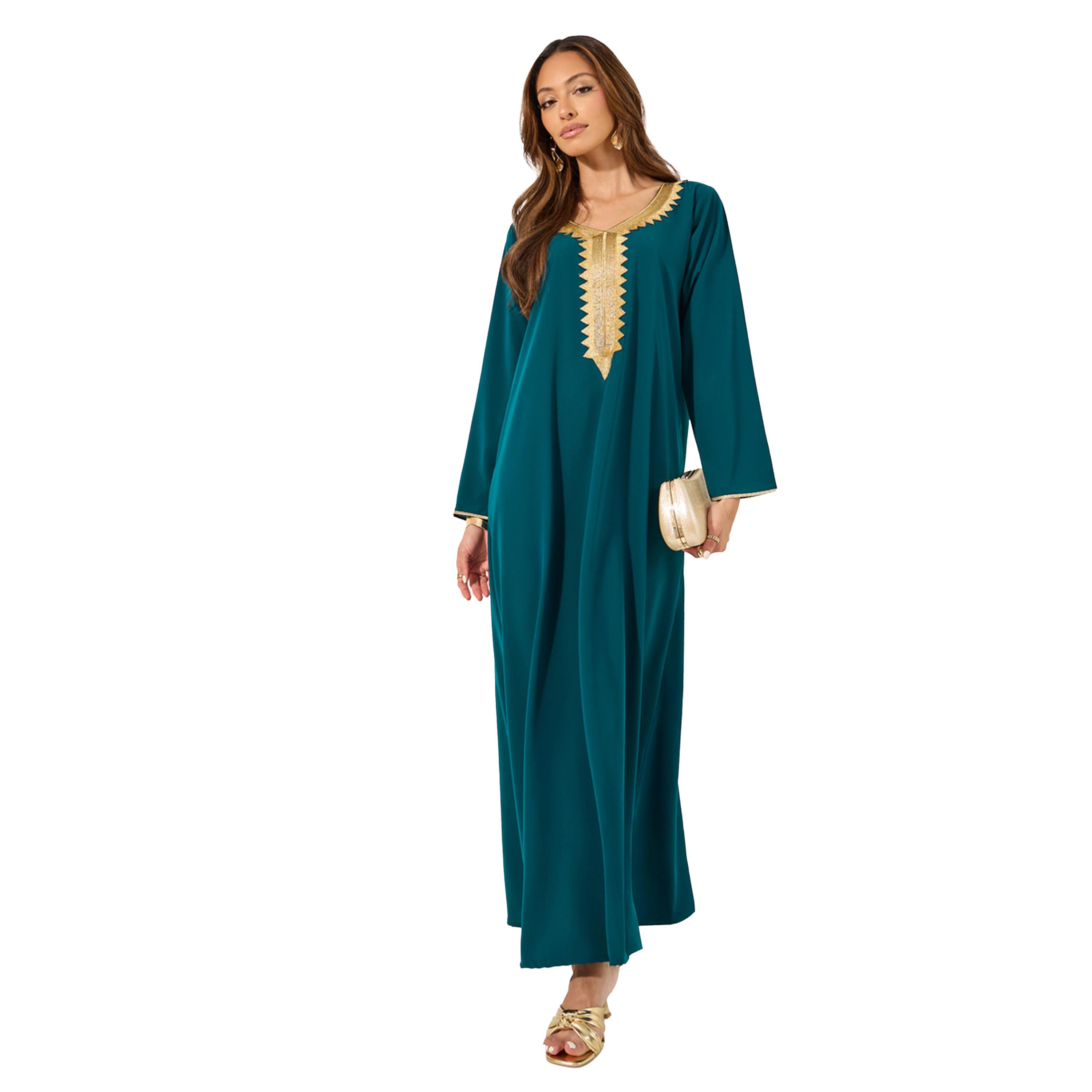 ستايلي - جلابية بقصّة A مع تفاصيل دانتيل ورقبة دائرية-women-arabicclothing-jalabiyas-image-1