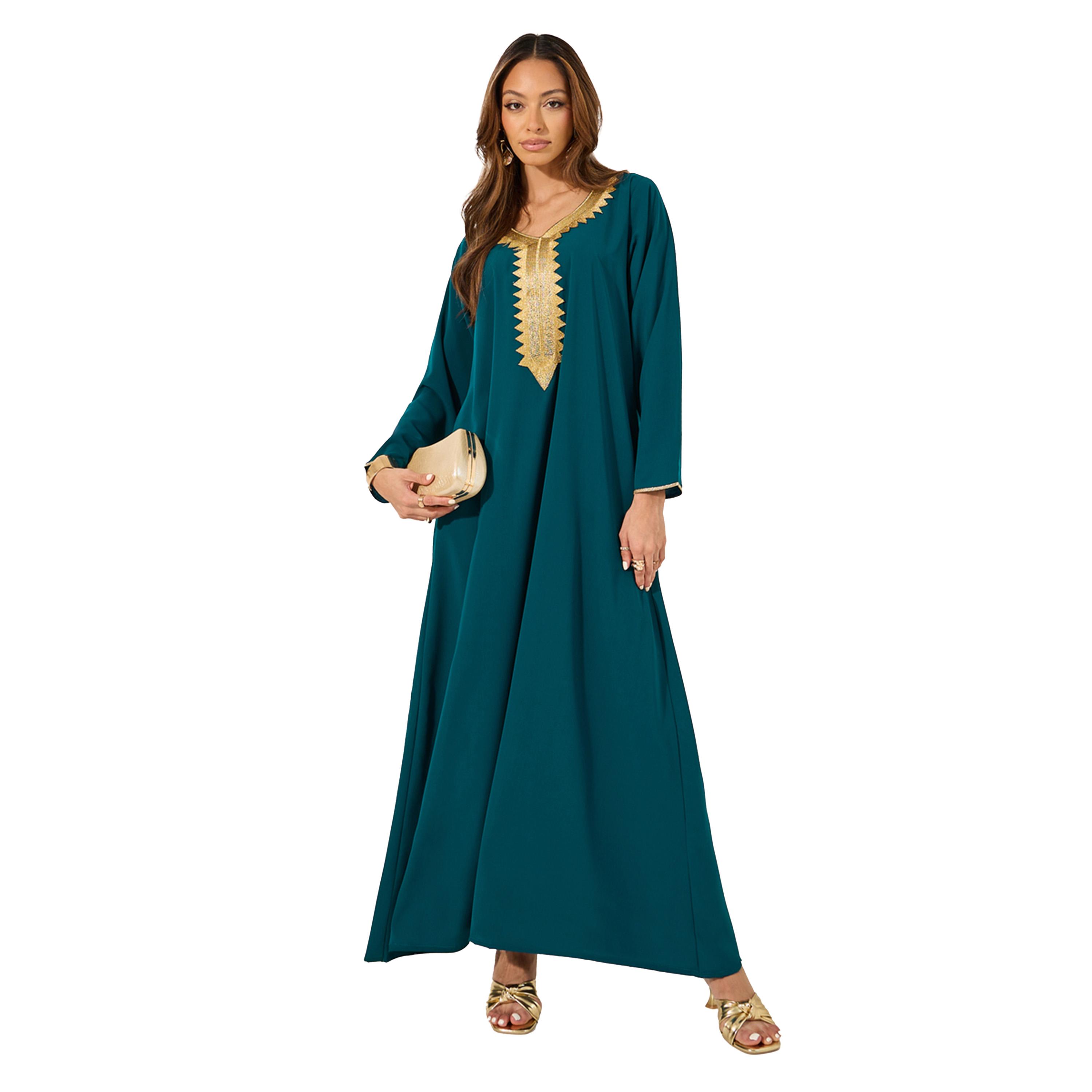 ستايلي - جلابية بقصّة A مع تفاصيل دانتيل ورقبة دائرية-women-arabicclothing-jalabiyas-image-2