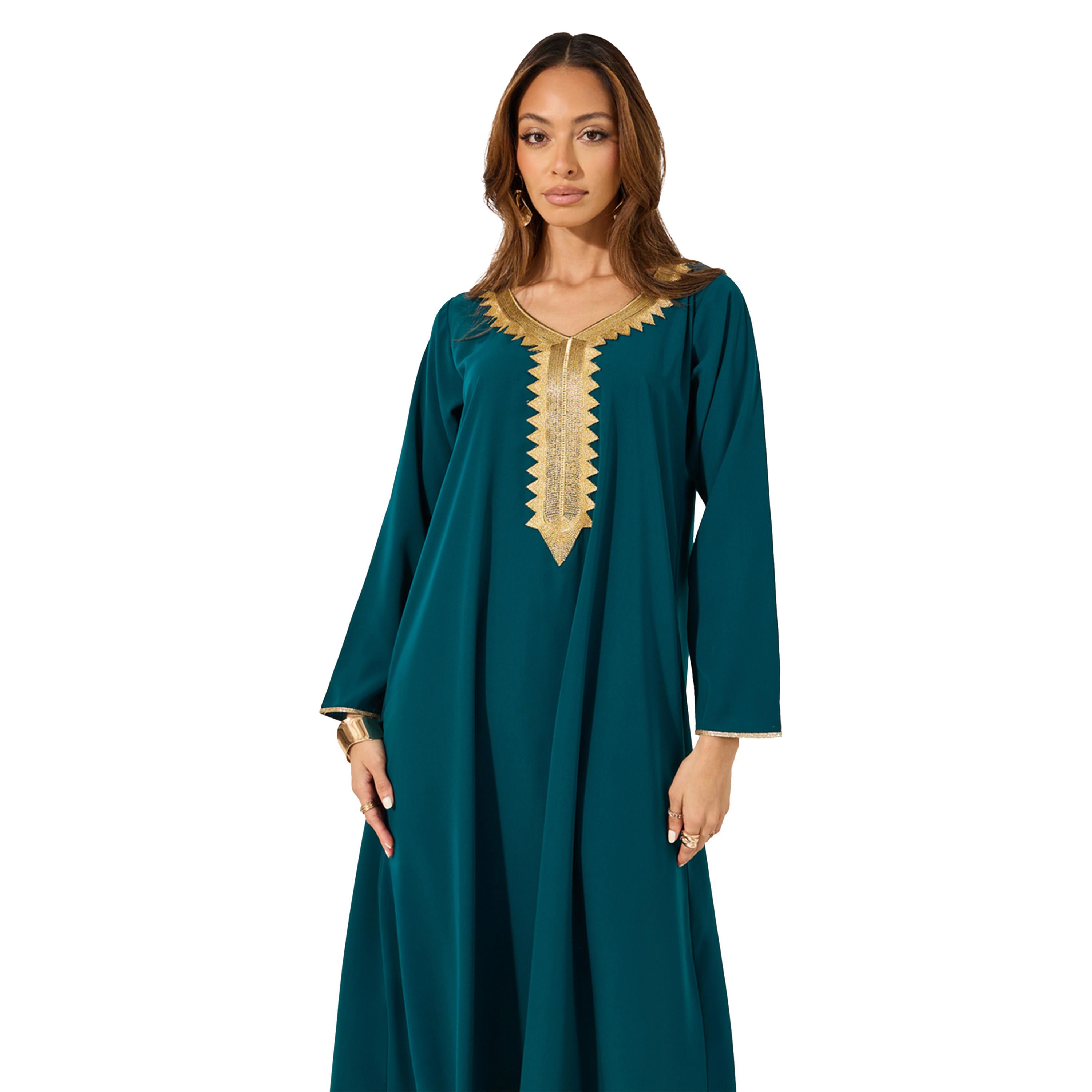 ستايلي - جلابية بقصّة A مع تفاصيل دانتيل ورقبة دائرية-women-arabicclothing-jalabiyas-image-3