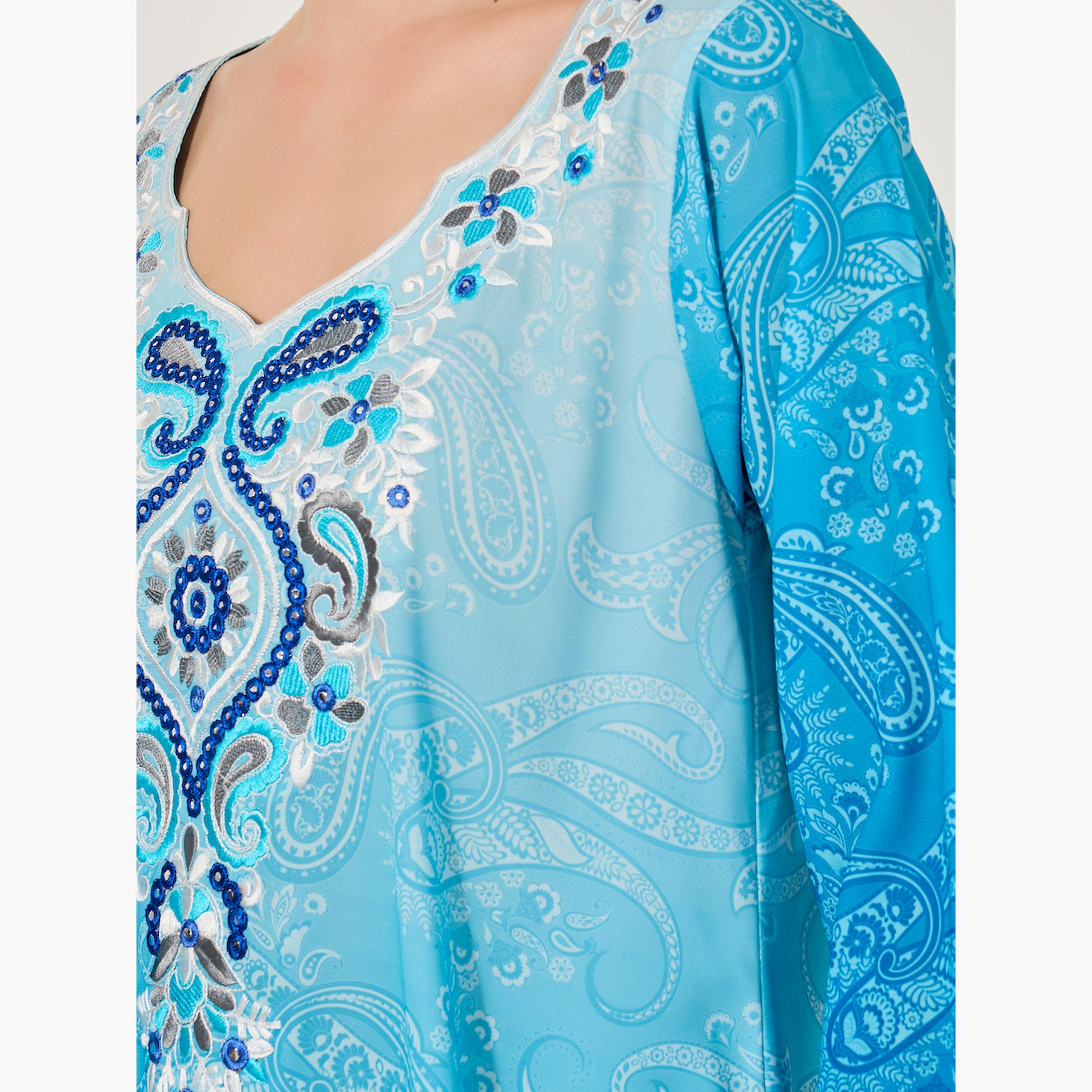 أميرة x ستايلي جلابية بطبعة أومبري وتفاصيل مُطرّزة-women-arabicclothing-jalabiyas-image-4