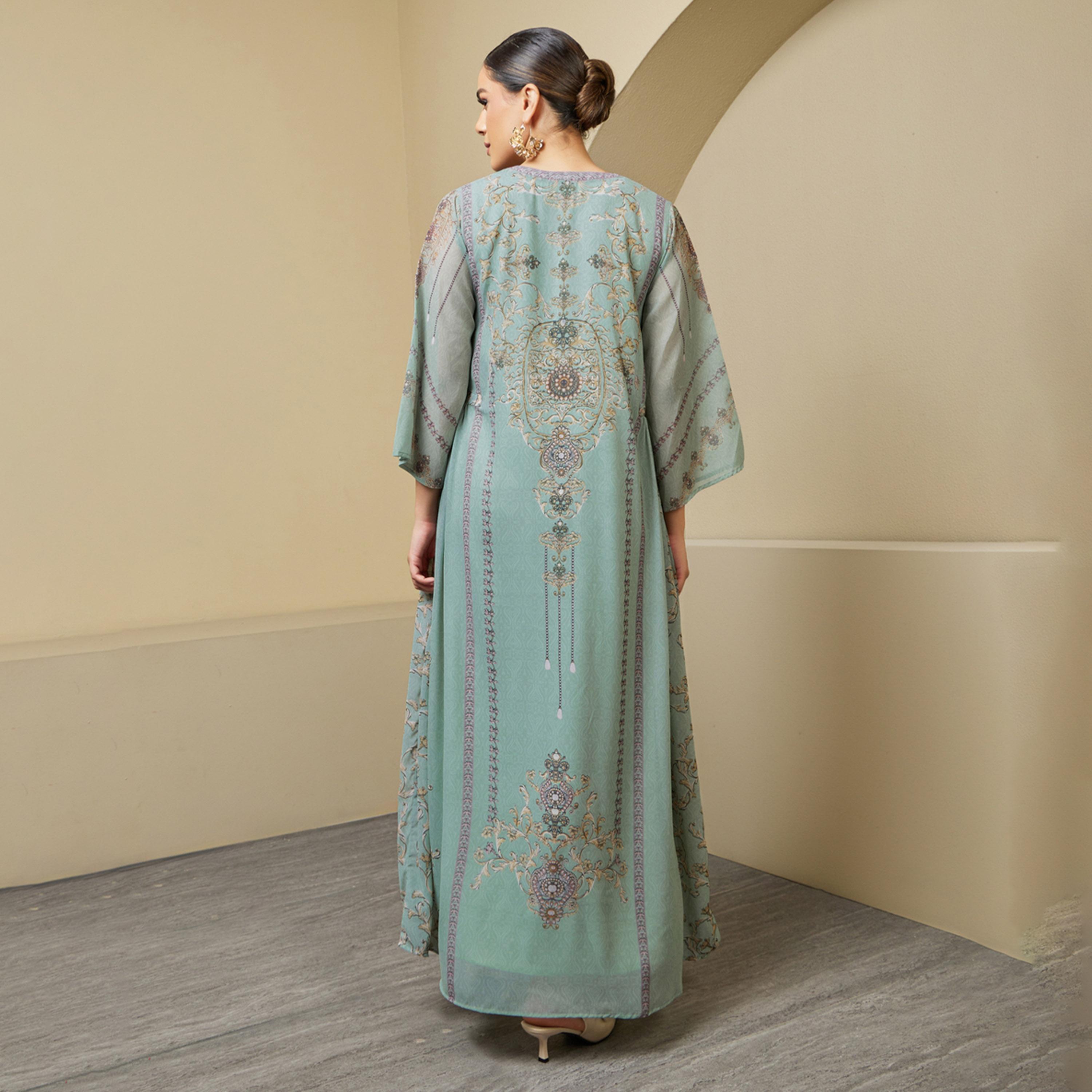 Styli Printed Round Neck A-Line Jalabiya-women-arabicclothing-jalabiyas-image-6
