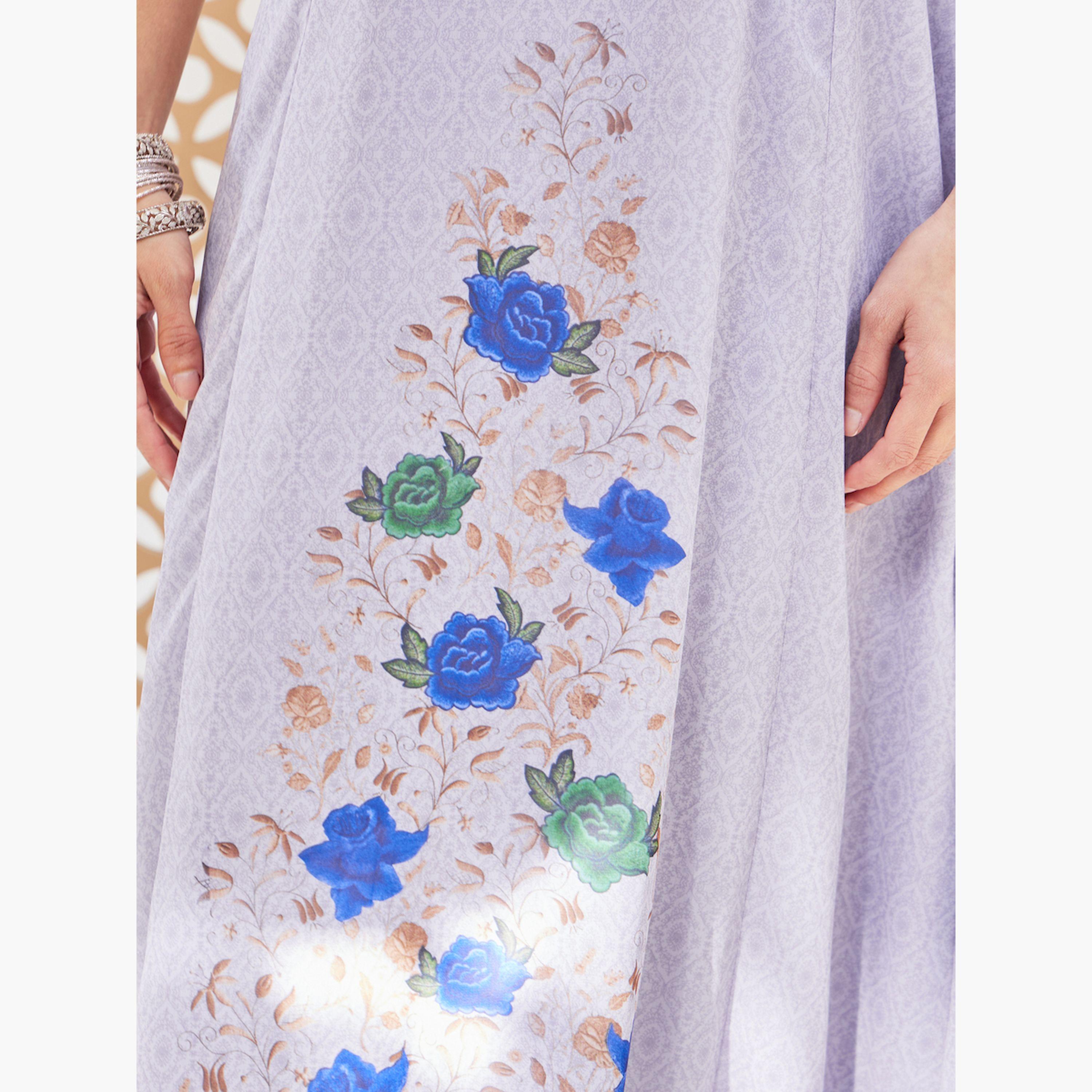 ستايلي - جلابية بأكمام قصيرة مطبوعة ومزينة-women-arabicclothing-jalabiyas-image-5