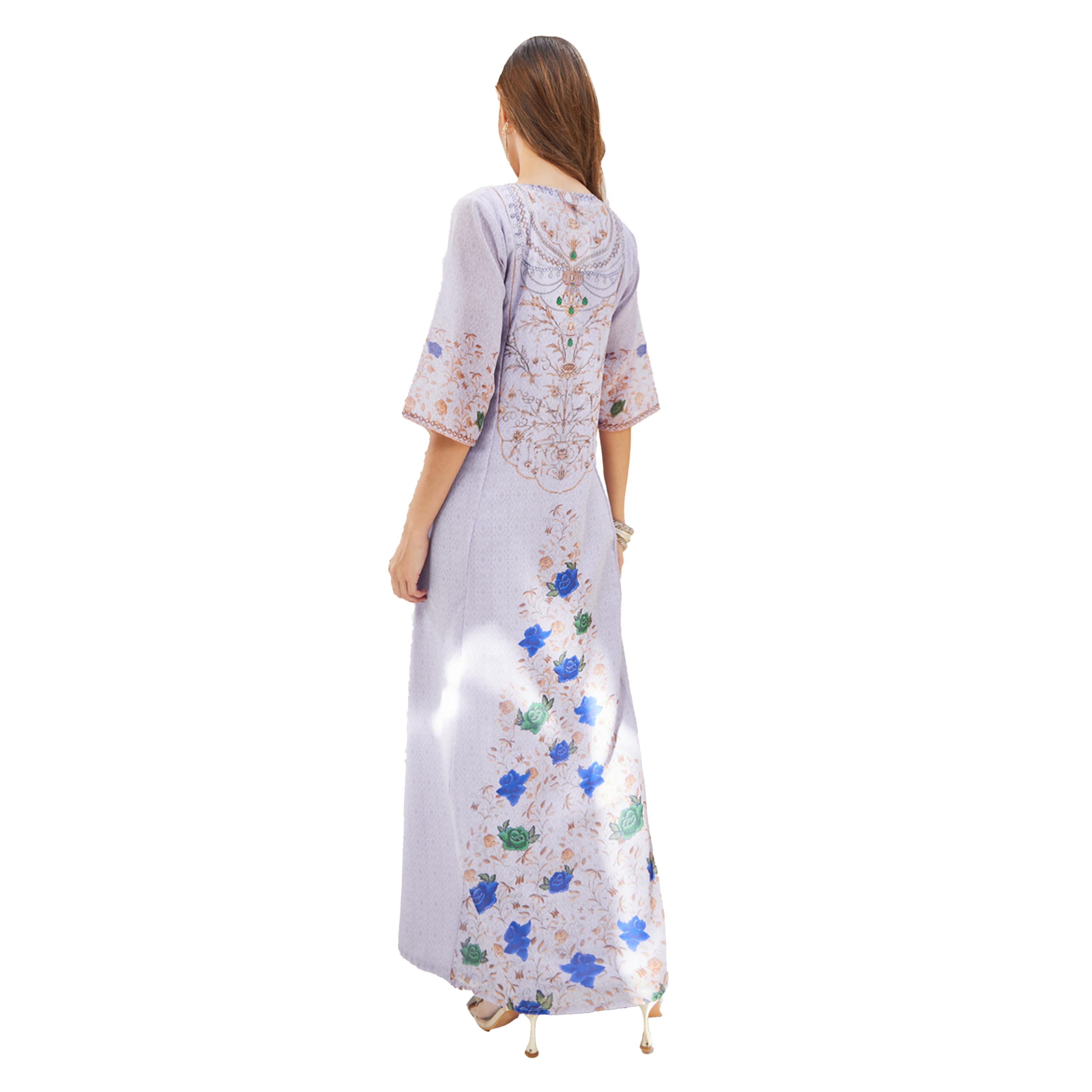 ستايلي - جلابية بأكمام قصيرة مطبوعة ومزينة-women-arabicclothing-jalabiyas-image-6