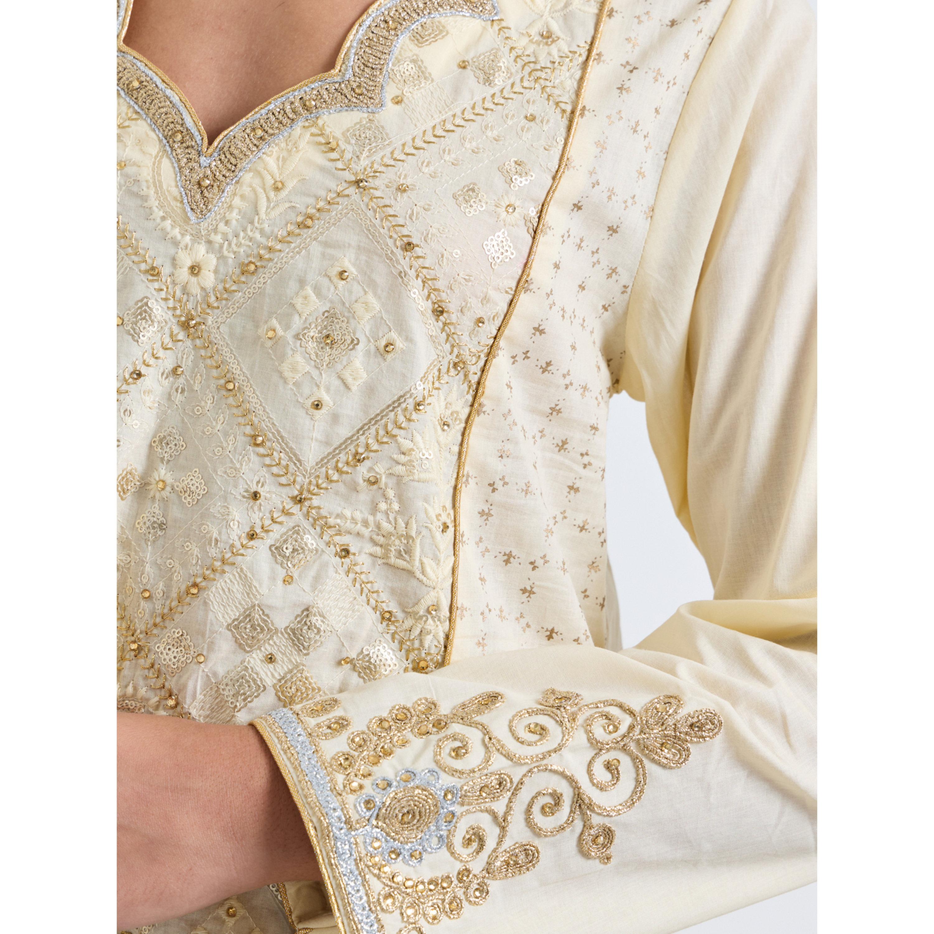 Amirah X Styli Yellow Cotton Cambric Jalabiya with Embroidery-women-arabicclothing-jalabiyas-image-5