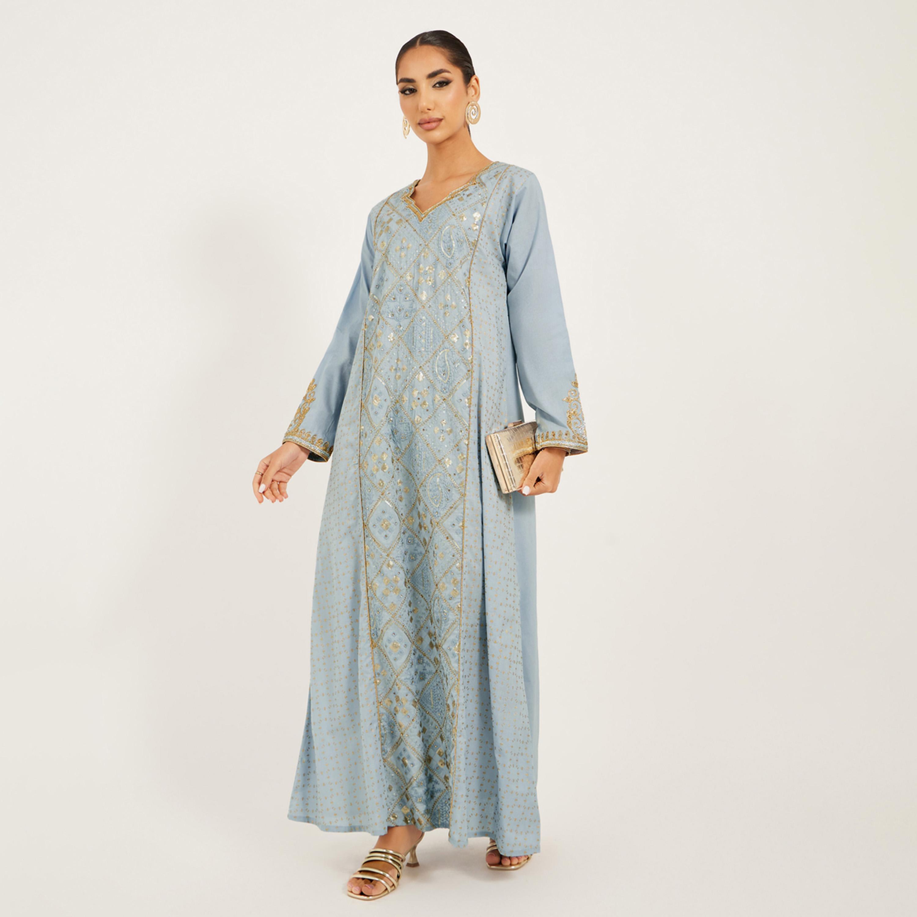 أميرة x ستايلي جلابية بتفاصيل مُطرّزة وتفاصيل دانتيل-women-arabicclothing-jalabiyas-image-1