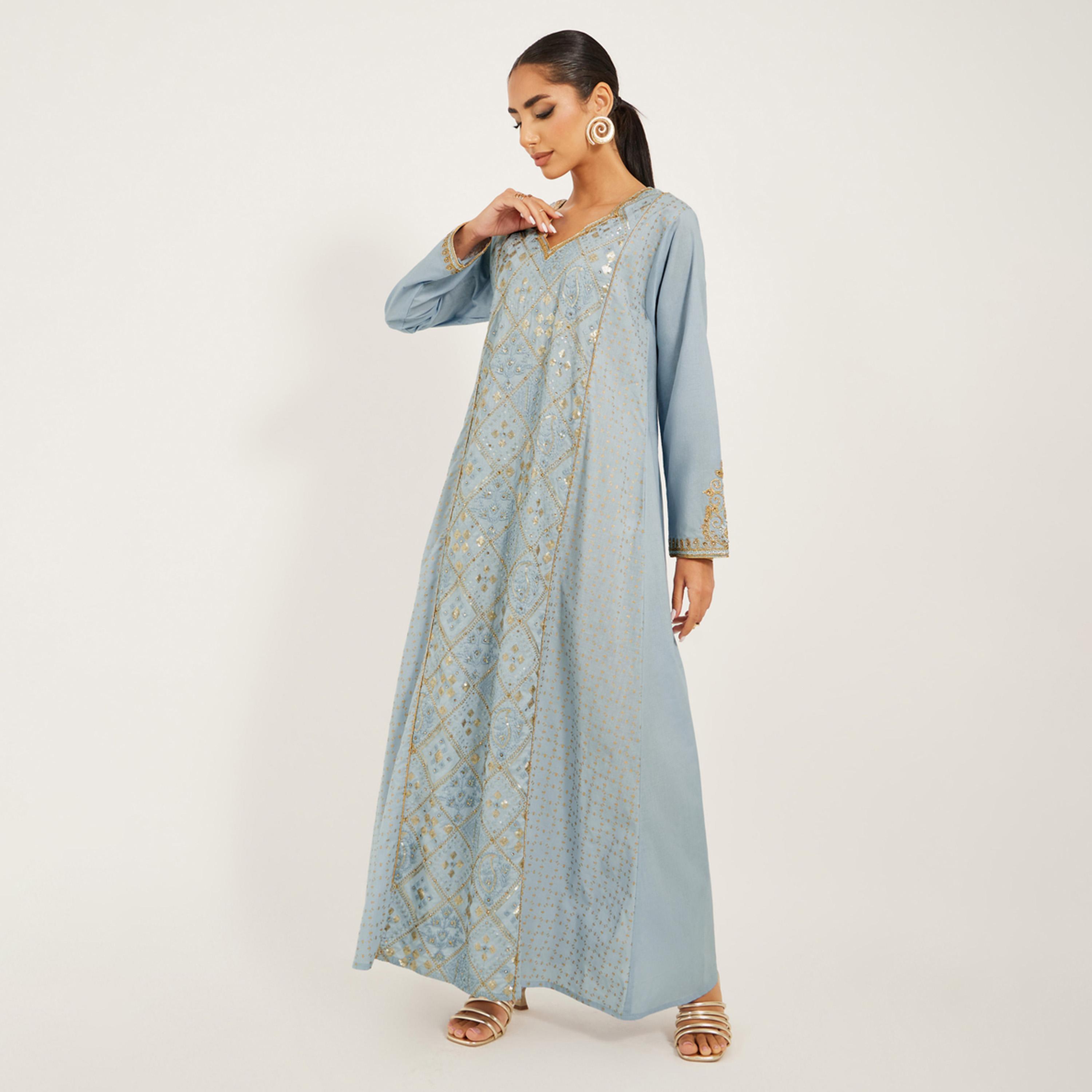 أميرة x ستايلي جلابية بتفاصيل مُطرّزة وتفاصيل دانتيل-women-arabicclothing-jalabiyas-image-2