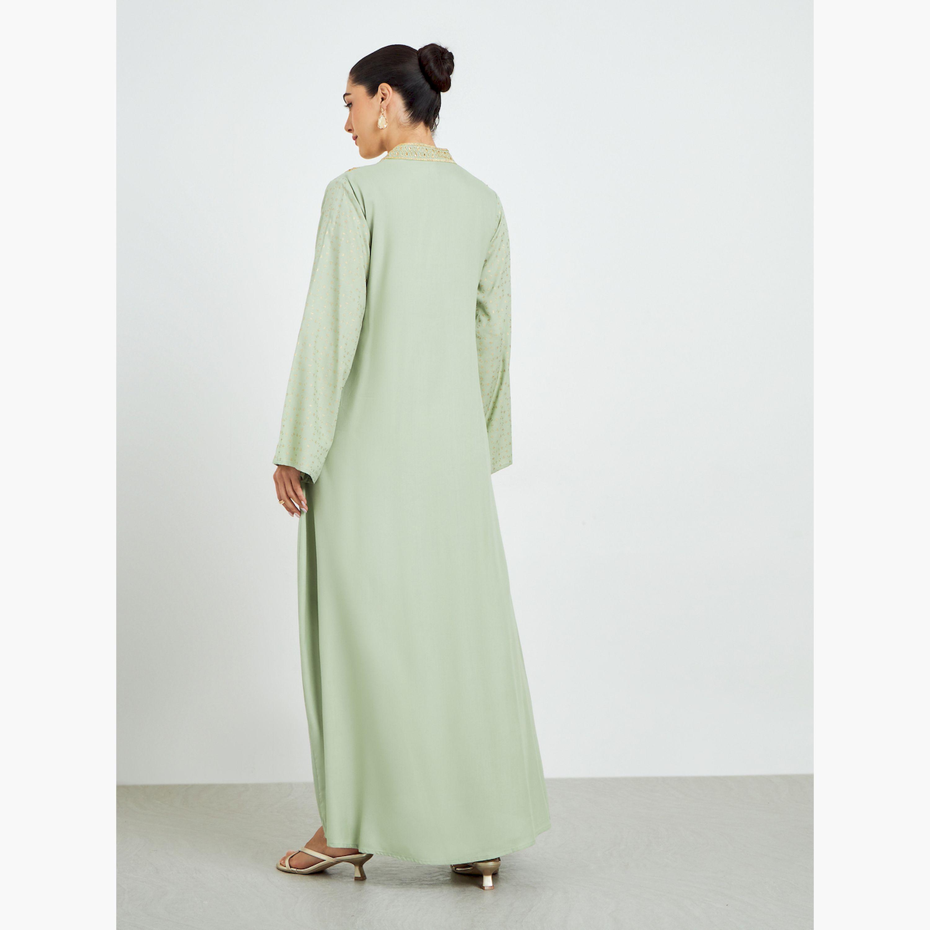 Styli Green Embroidered A-Line Jalabiya-women-arabicclothing-jalabiyas-image-4