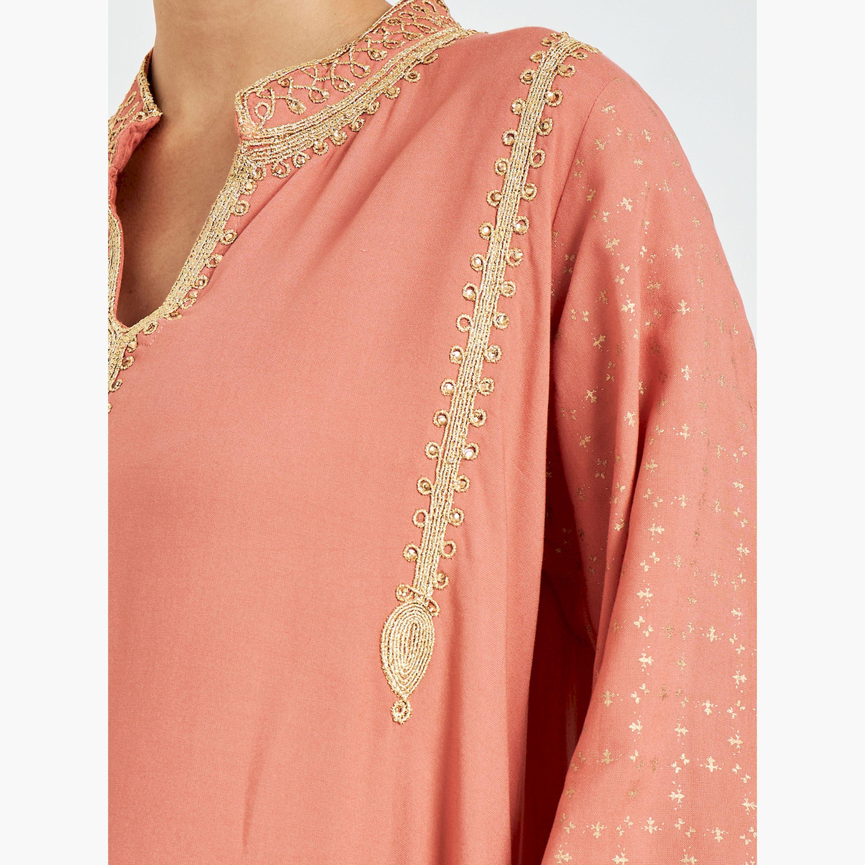 جلابية وردية مطرزة بحافة واسعة-women-arabicclothing-jalabiyas-image-6