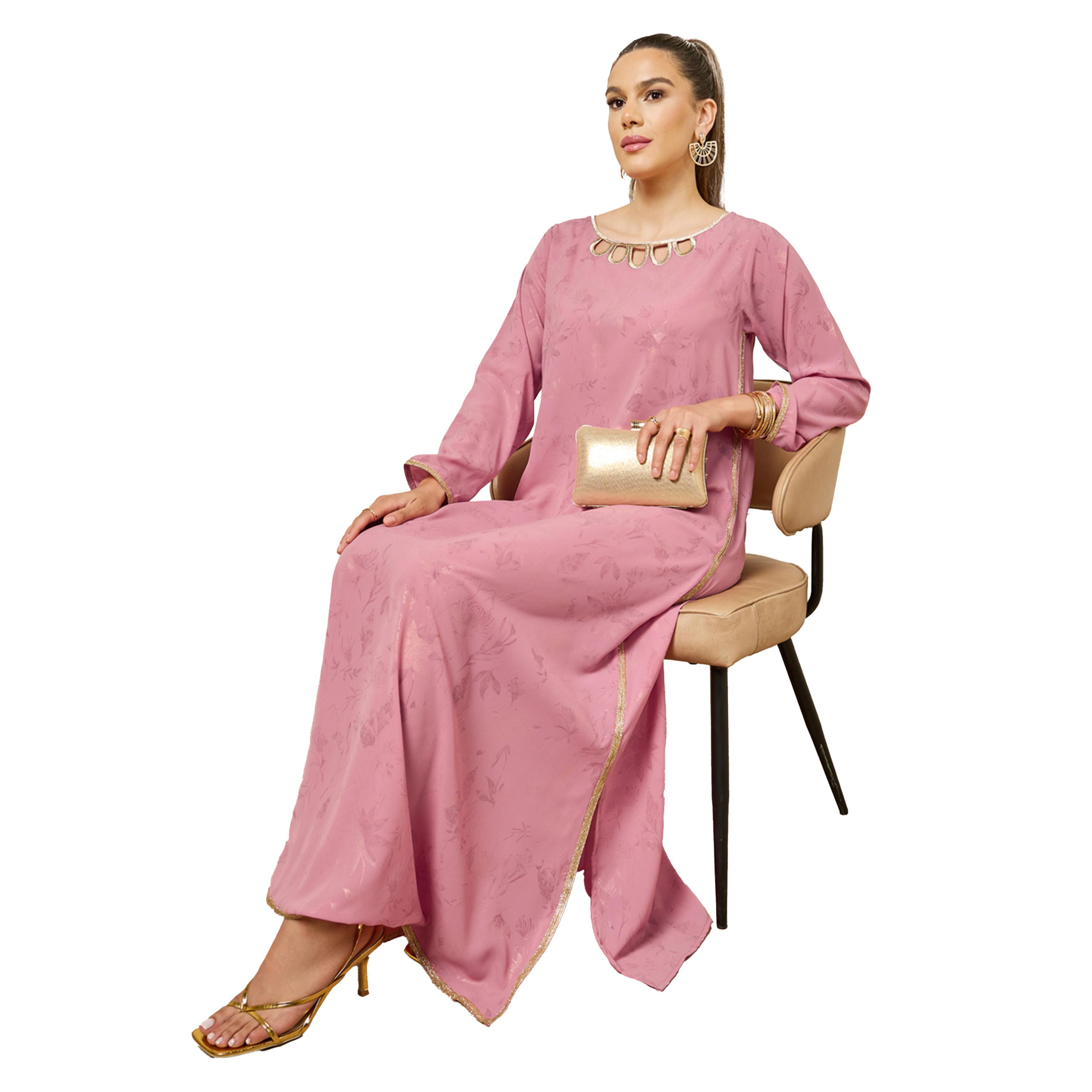 ستايلي -  جلابية تصميم صدفي مع تفاصيل دانتيل-women-arabicclothing-jalabiyas-image-2